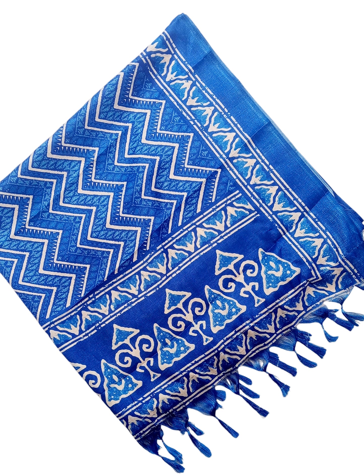Fashily Indigo Blue Printed Art Silk Dupatta - Pattern 3