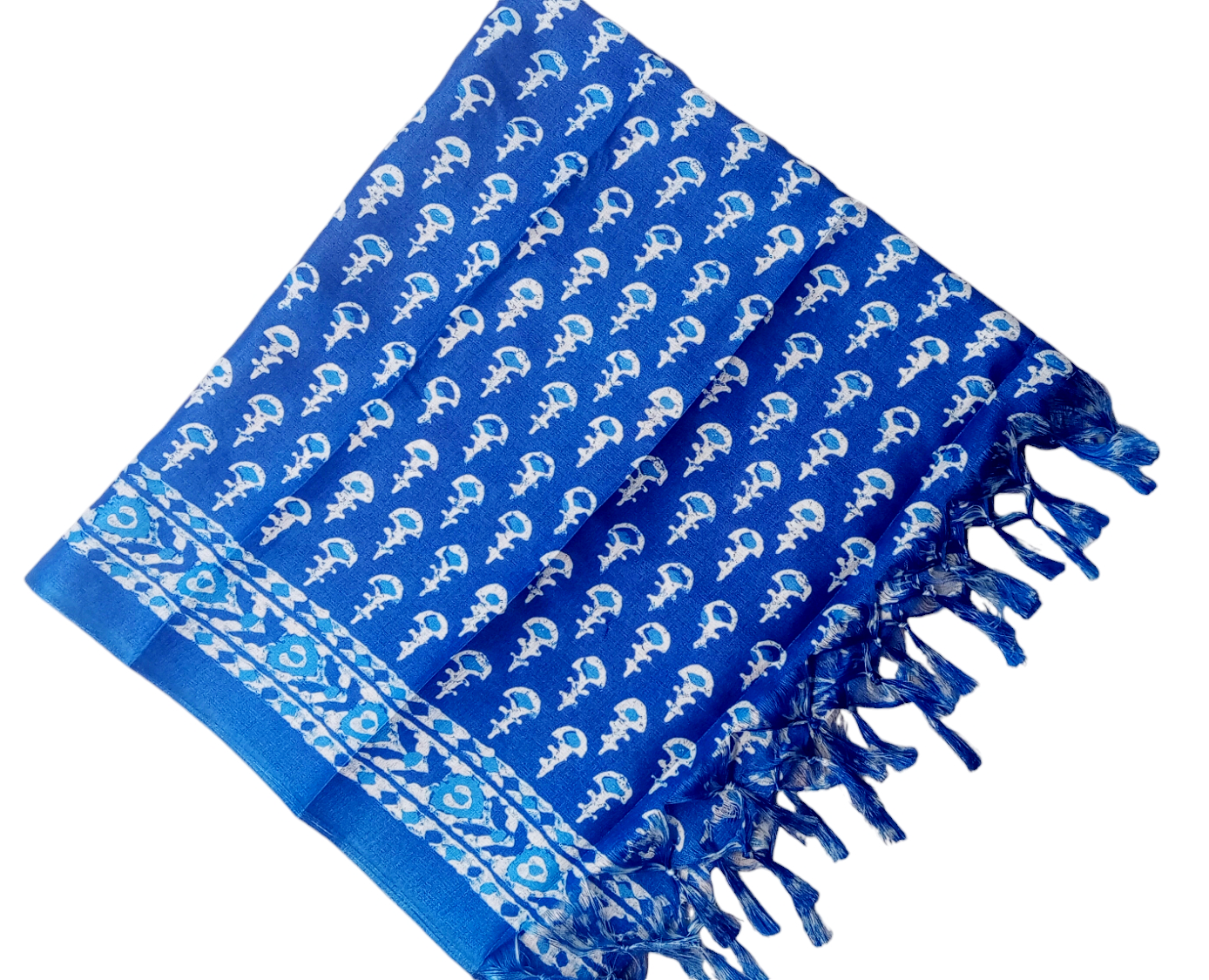 Fashily Indigo Blue Printed Art Silk Dupatta - Pattern 7