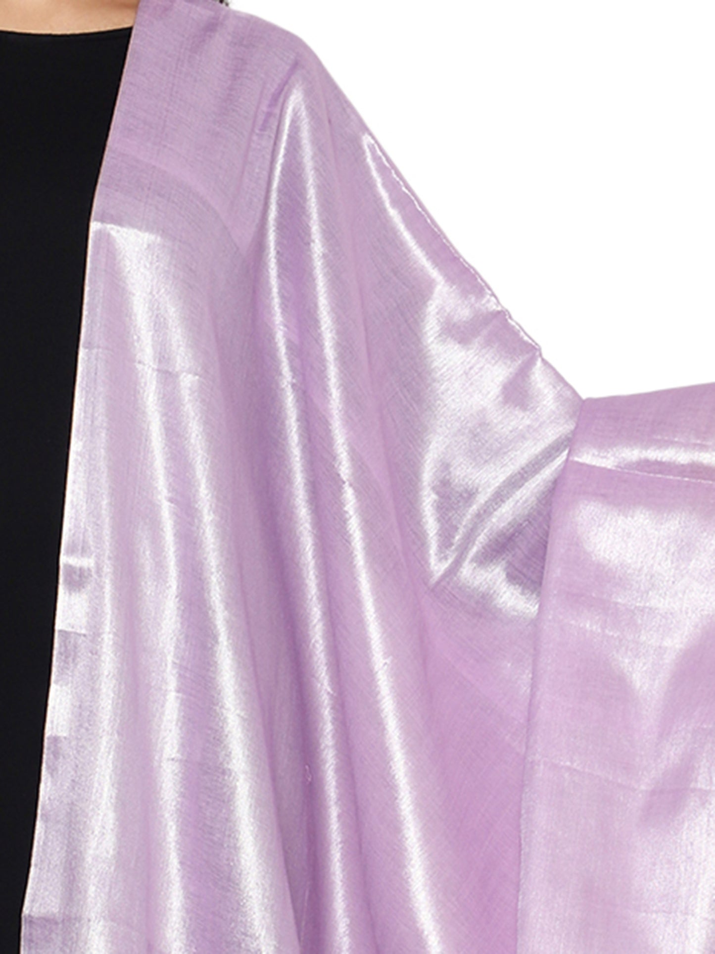 Women's Soild Silk Plain Dupatta - Silver/Light Lavender