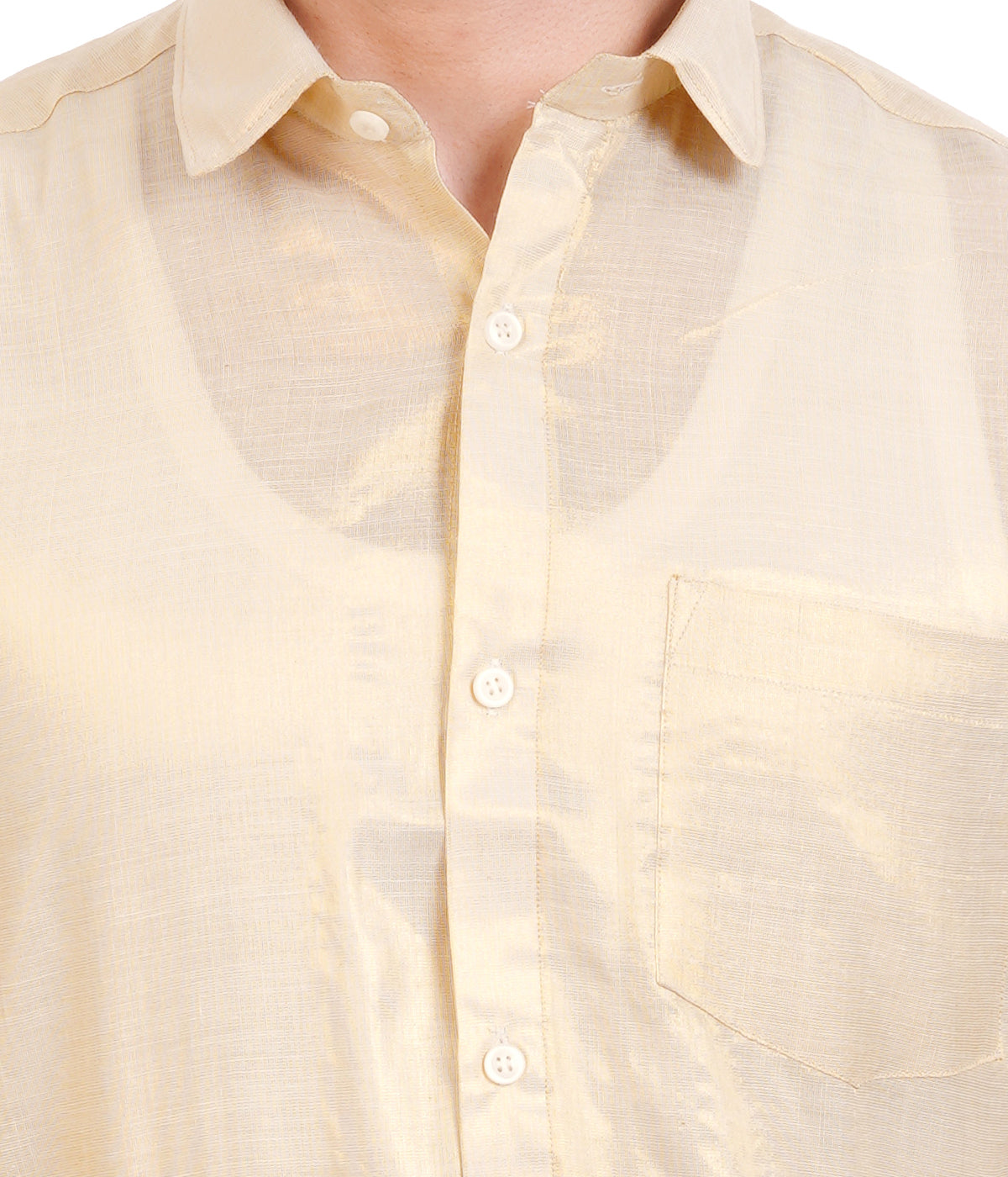 Fashily Men's Soft Tissue Ethnic Regular Fit Shirt - Gold Full Sleeve