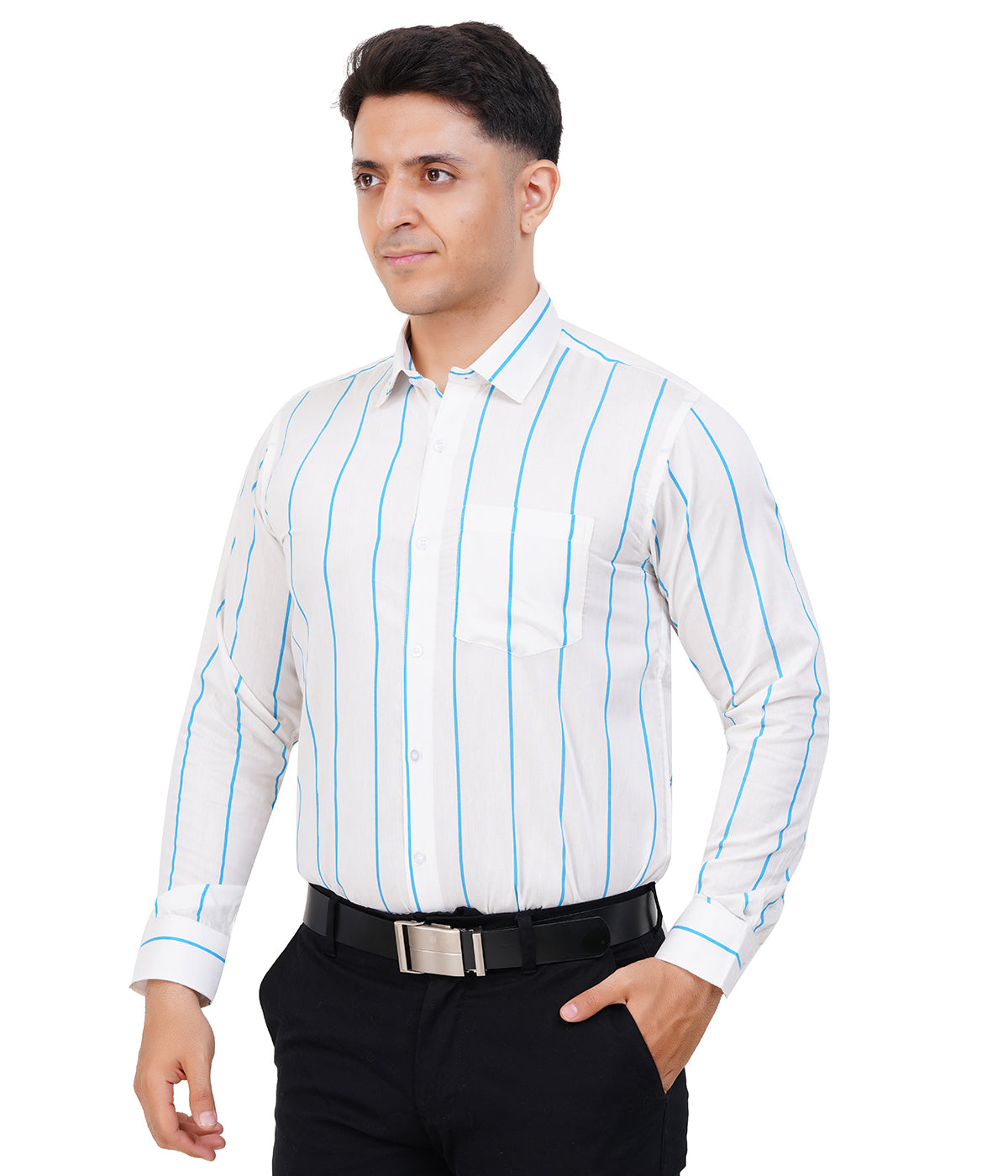 Fashily Men's Formal Shirt | Regular Fit Stripe Shirt for Men | Stripe Full Sleeve Office Wear Shirt for Men's
