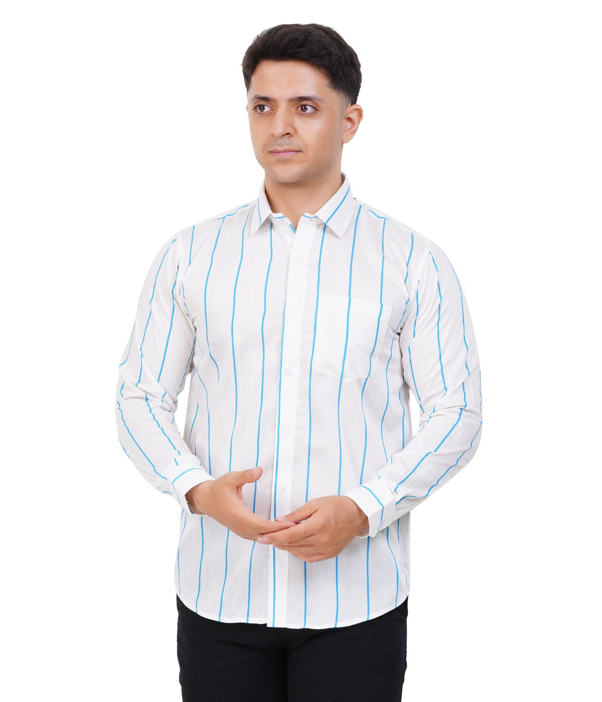 Fashily Men's Formal Shirt | Regular Fit Stripe Shirt for Men | Stripe Full Sleeve Office Wear Shirt for Men's
