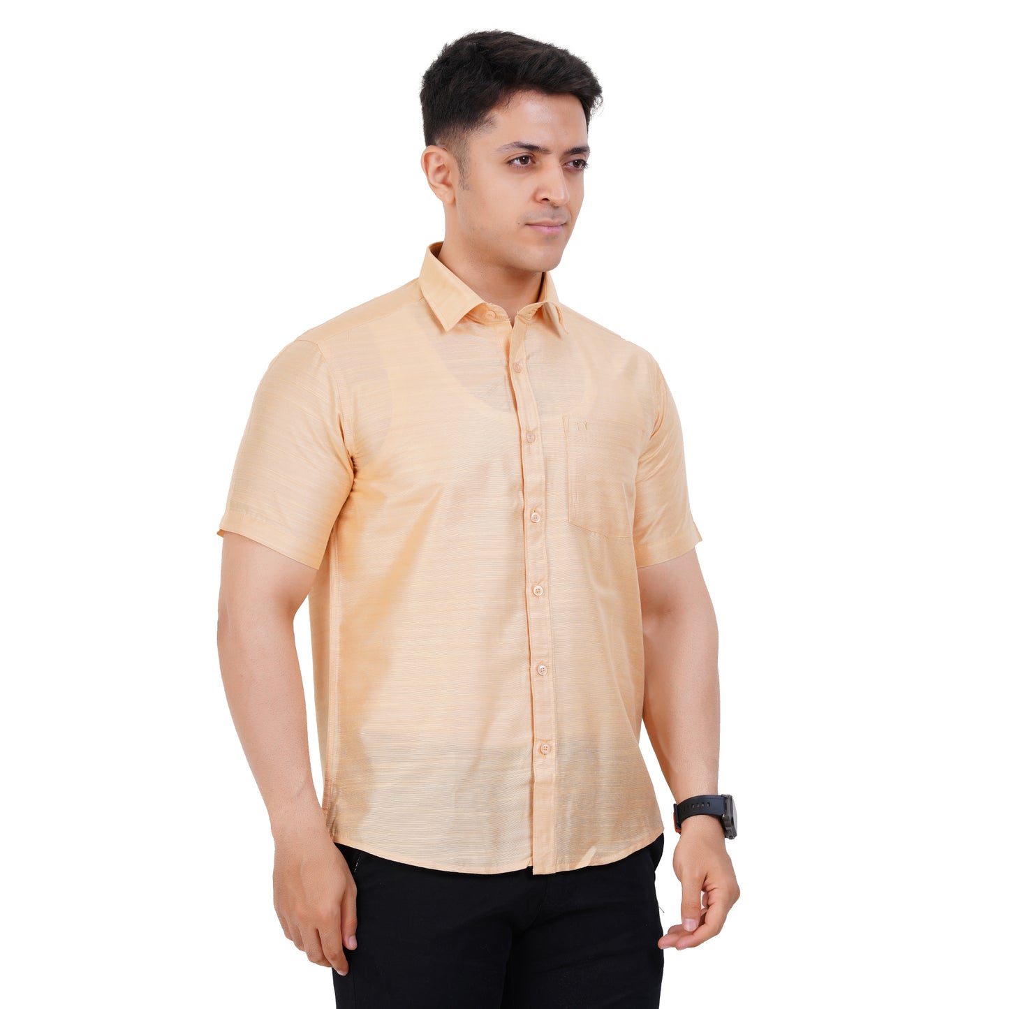 Fashily Men's Formal Shirt | Regular Fit Shirt for Men | Half Sleeve Solid Plain Office Wear Shirt for Man