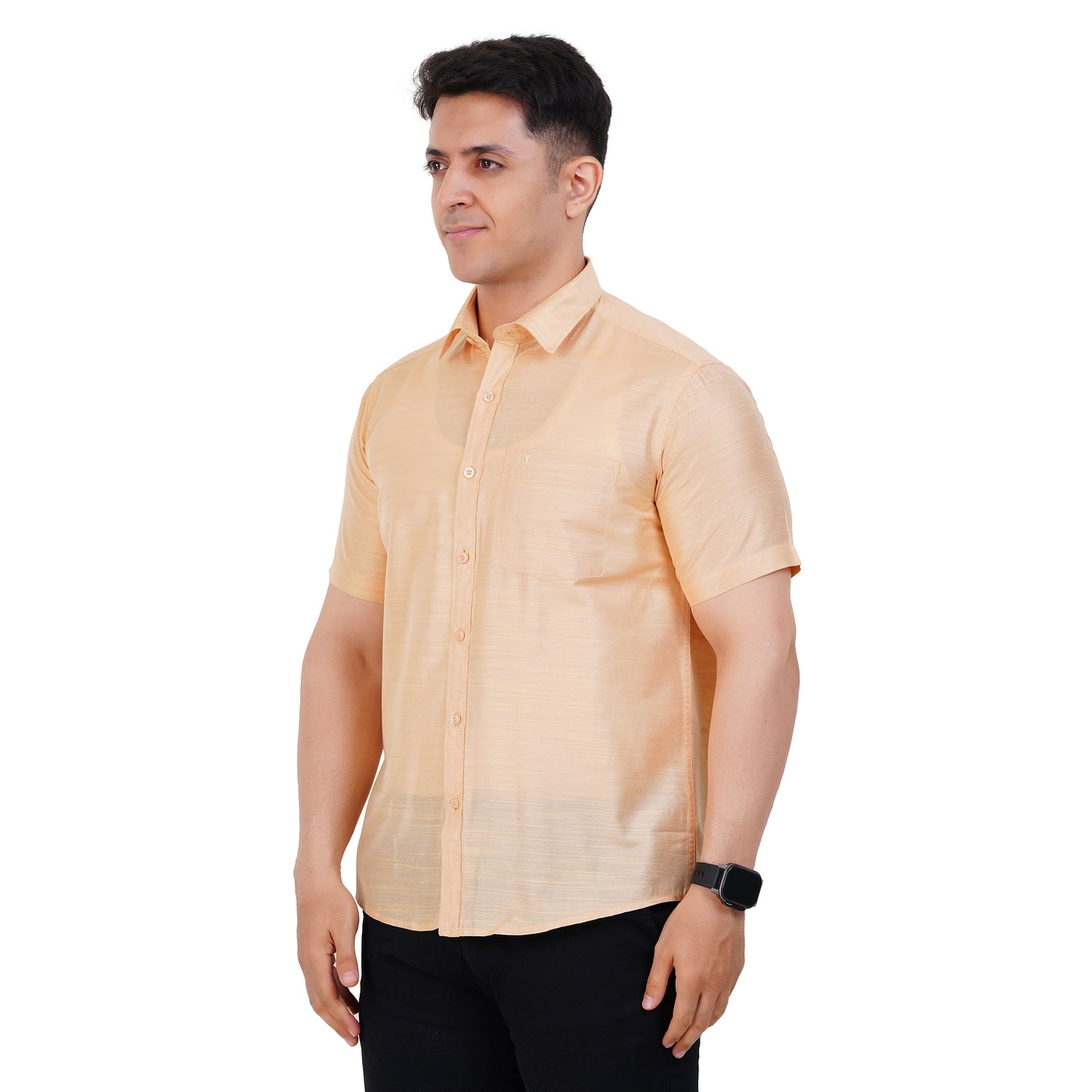 Fashily Men's Formal Shirt | Regular Fit Shirt for Men | Half Sleeve Solid Plain Office Wear Shirt for Man