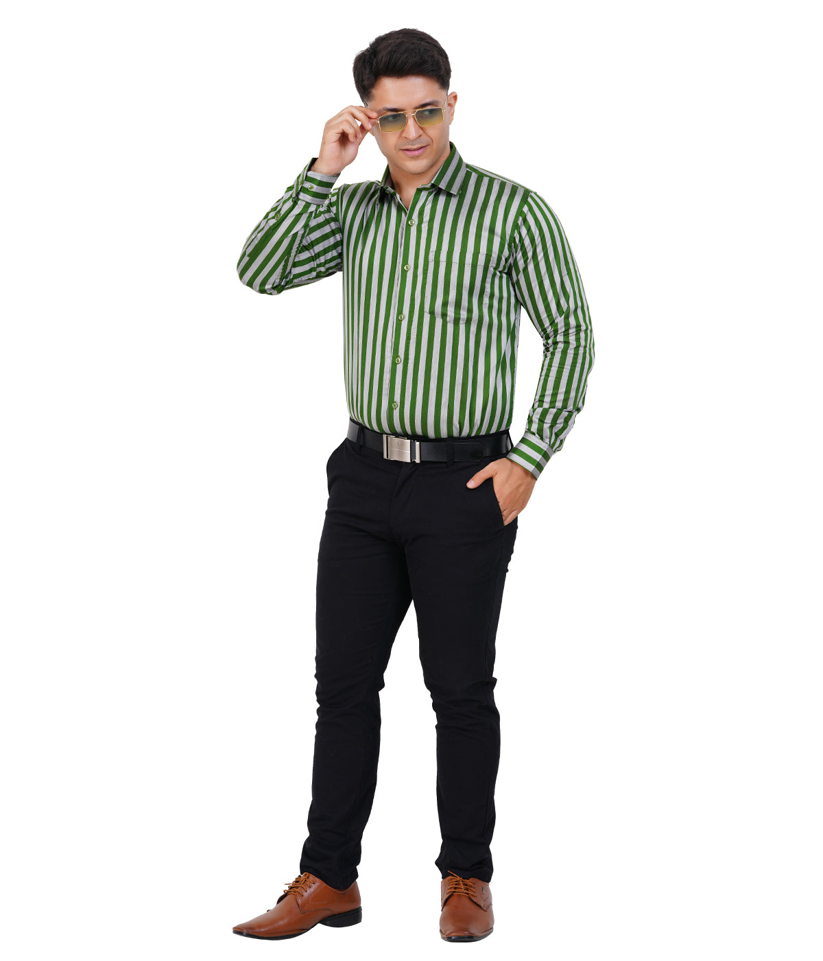 Fashily Men's Formal Shirt | Regular Fit Shirt for Men | Full Sleeve Small Stripe Office Wear Shirt for Man
