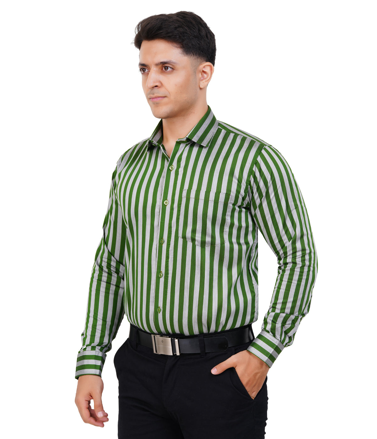 Fashily Men's Formal Shirt | Regular Fit Shirt for Men | Full Sleeve Small Stripe Office Wear Shirt for Man