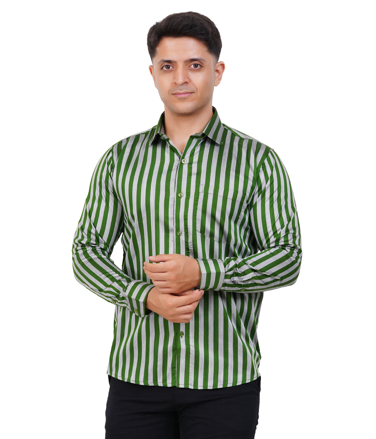 Fashily Men's Formal Shirt | Regular Fit Shirt for Men | Full Sleeve Small Stripe Office Wear Shirt for Man