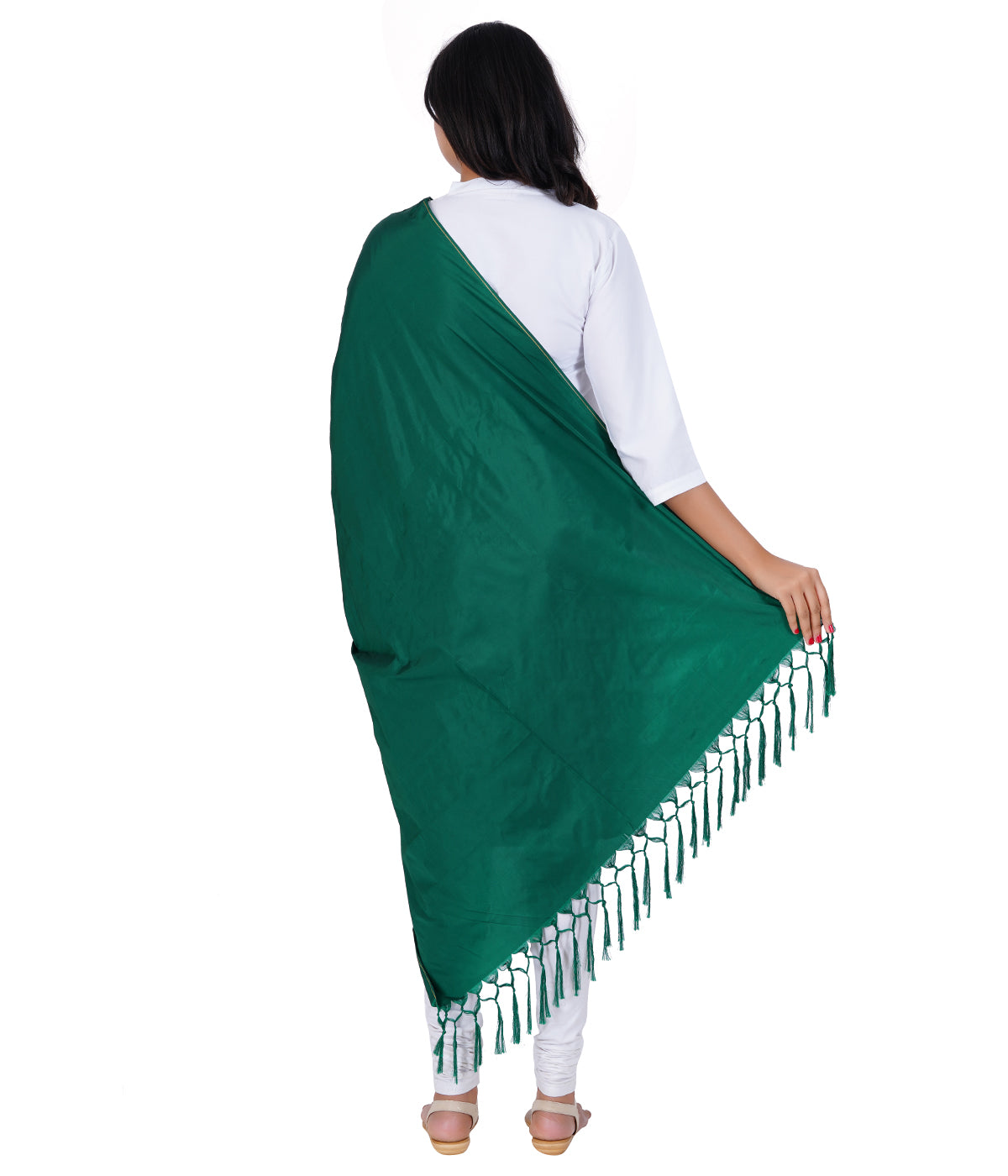Women's Soft Silk Plain Dupatta - Bottle Green