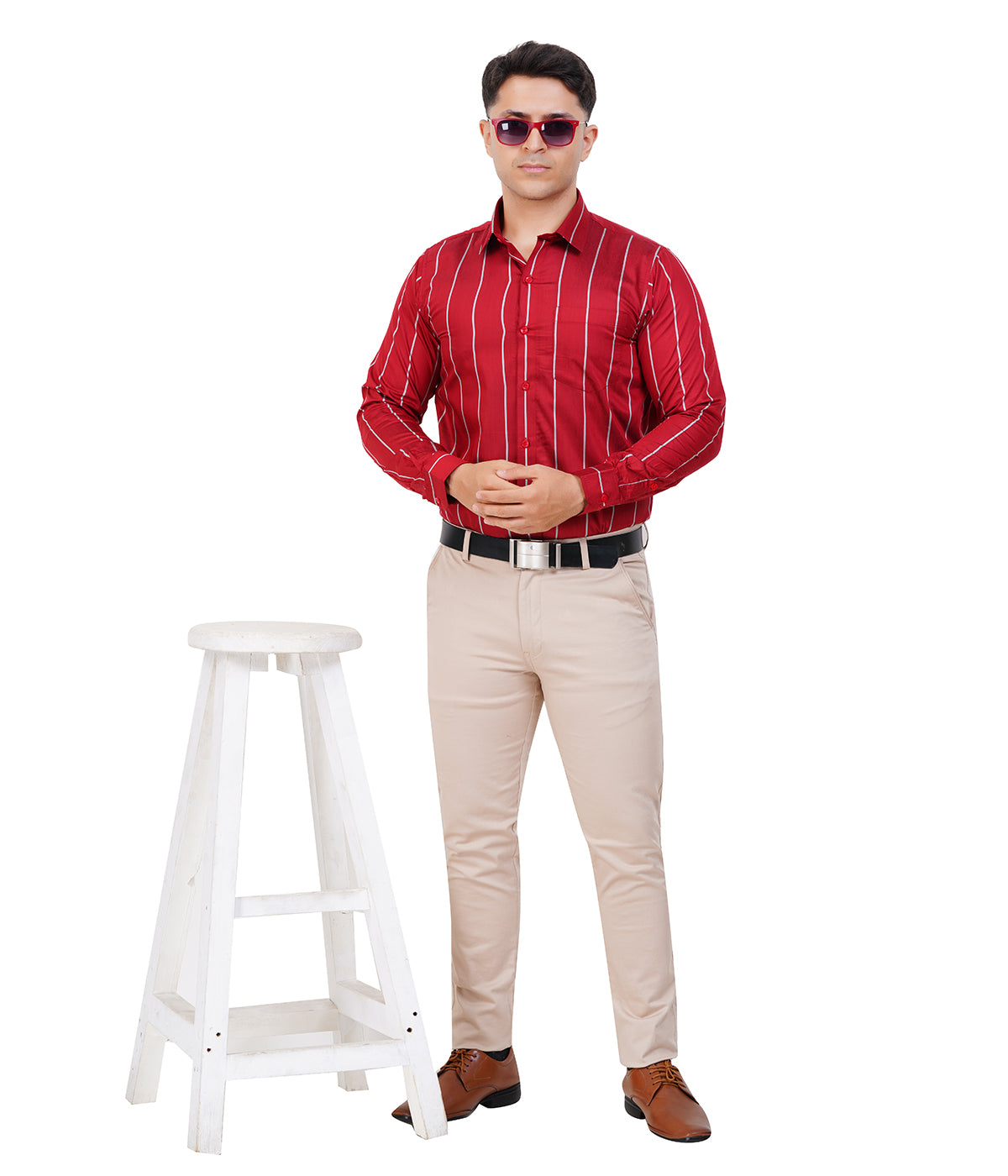 Fashily Men's Formal Shirt | Regular Fit Stripe Shirt for Men | Stripe Full Sleeve Office Wear Shirt for Men's