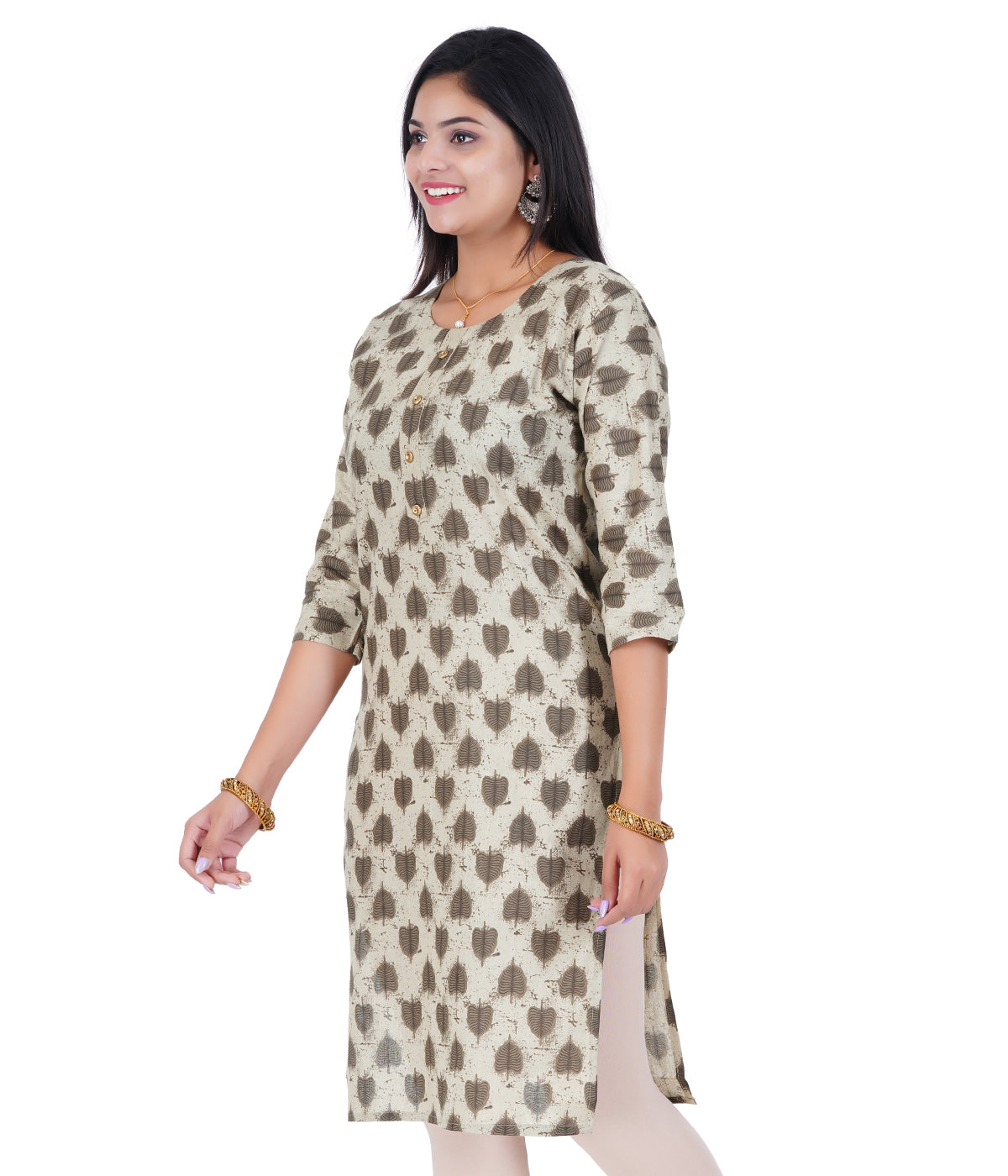 Women's Cotton Printed Kurtis - Brown