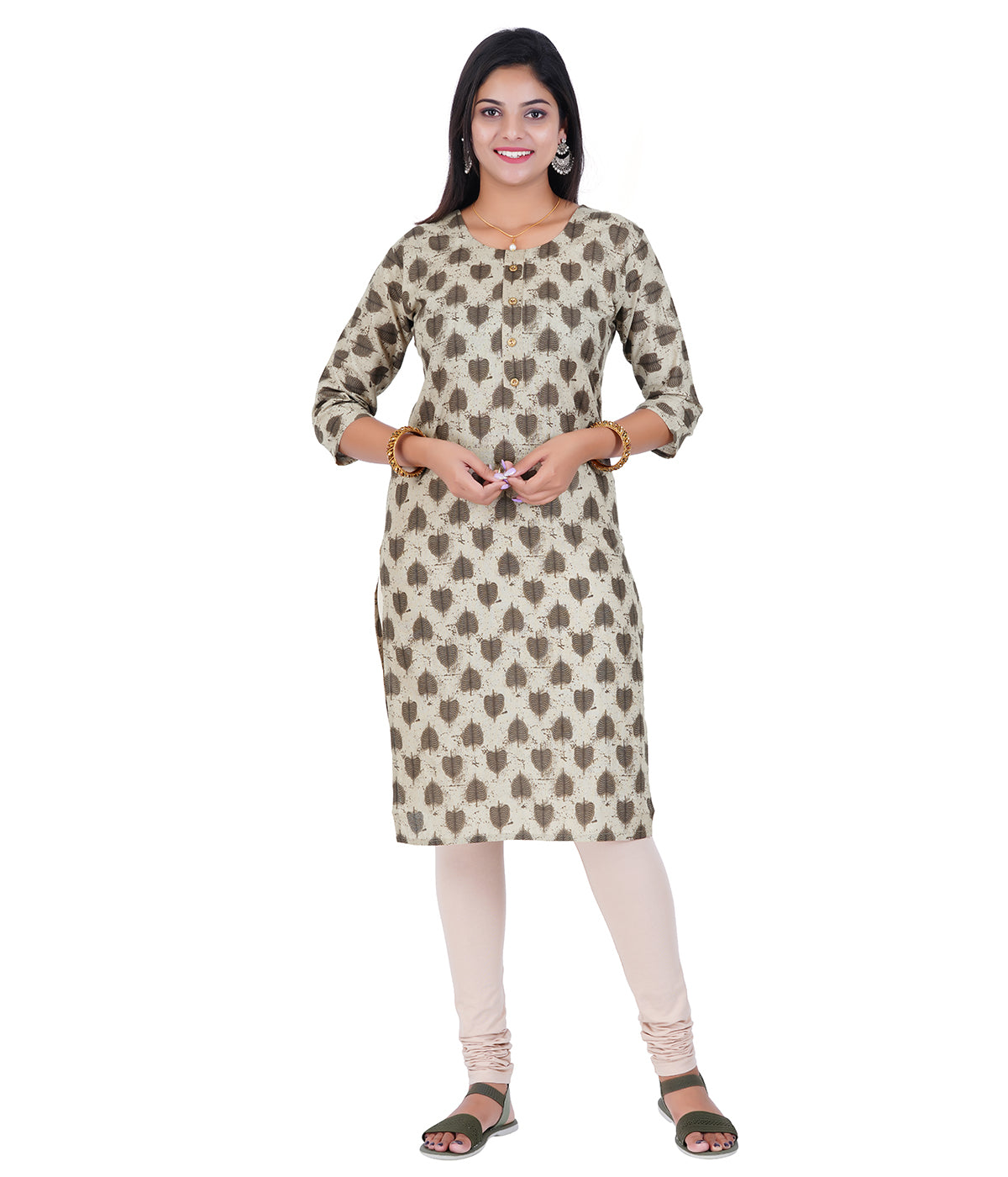 Women's Cotton Printed Kurtis - Brown