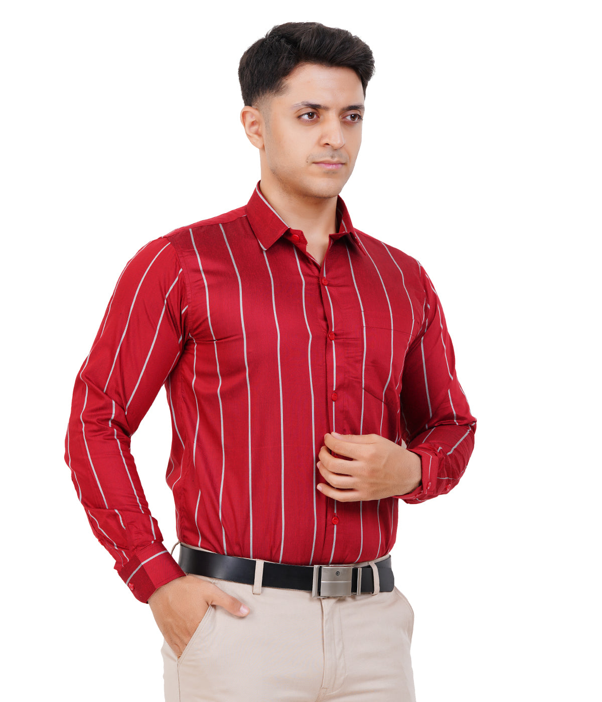 Fashily Men's Formal Shirt | Regular Fit Stripe Shirt for Men | Stripe Full Sleeve Office Wear Shirt for Men's