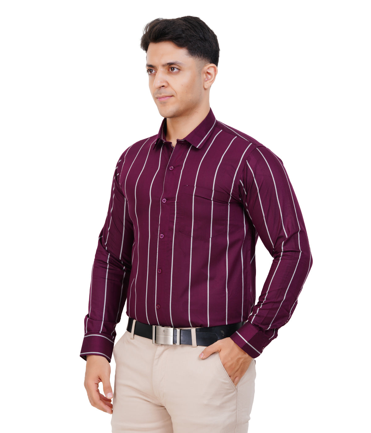 Fashily Men's Formal Shirt | Regular Fit Stripe Shirt for Men | Stripe Full Sleeve Office Wear Shirt for Men's