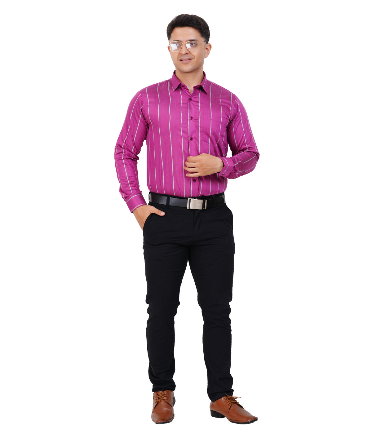 Fashily Men's Formal Shirt | Regular Fit Stripe Shirt for Men | Stripe Full Sleeve Office Wear Shirt for Men's