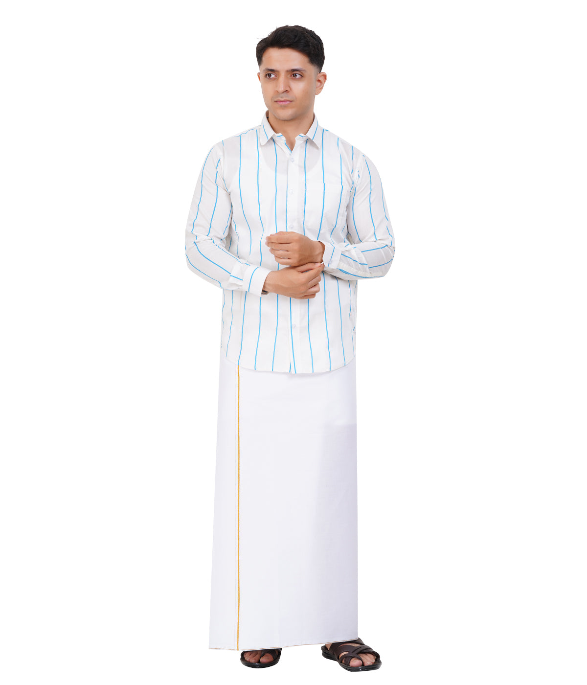 Fashily Men's Traditional Stripe Full Sleeve Shirt for Men Shirt | Ethnic Stripe Full Hand Shirts for Men
