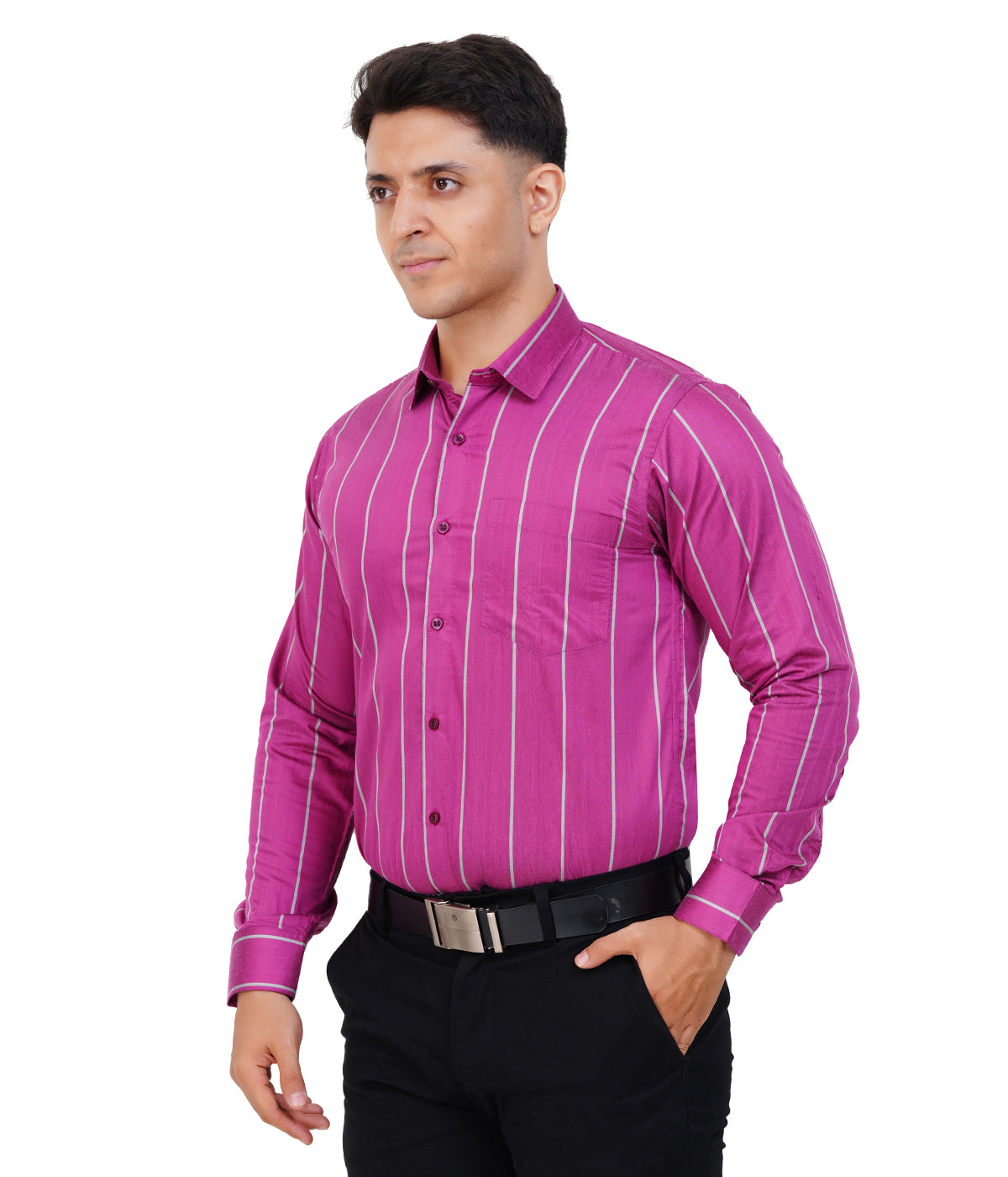 Fashily Men's Formal Shirt | Regular Fit Stripe Shirt for Men | Stripe Full Sleeve Office Wear Shirt for Men's