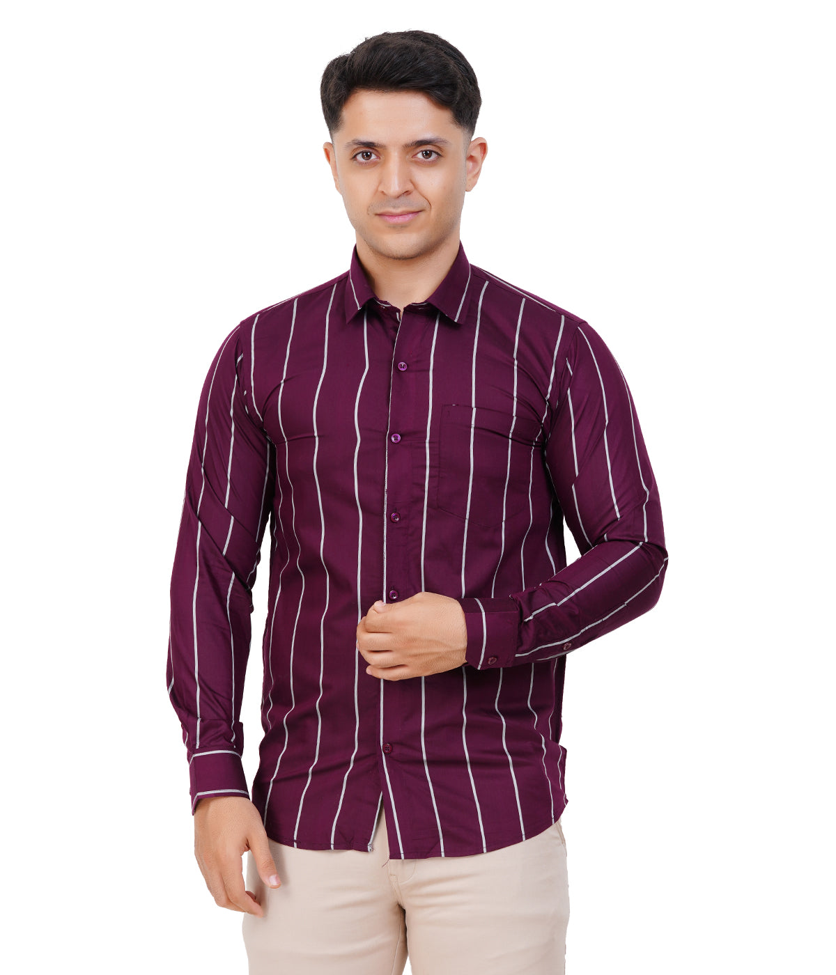 Fashily Men's Formal Shirt | Regular Fit Stripe Shirt for Men | Stripe Full Sleeve Office Wear Shirt for Men's