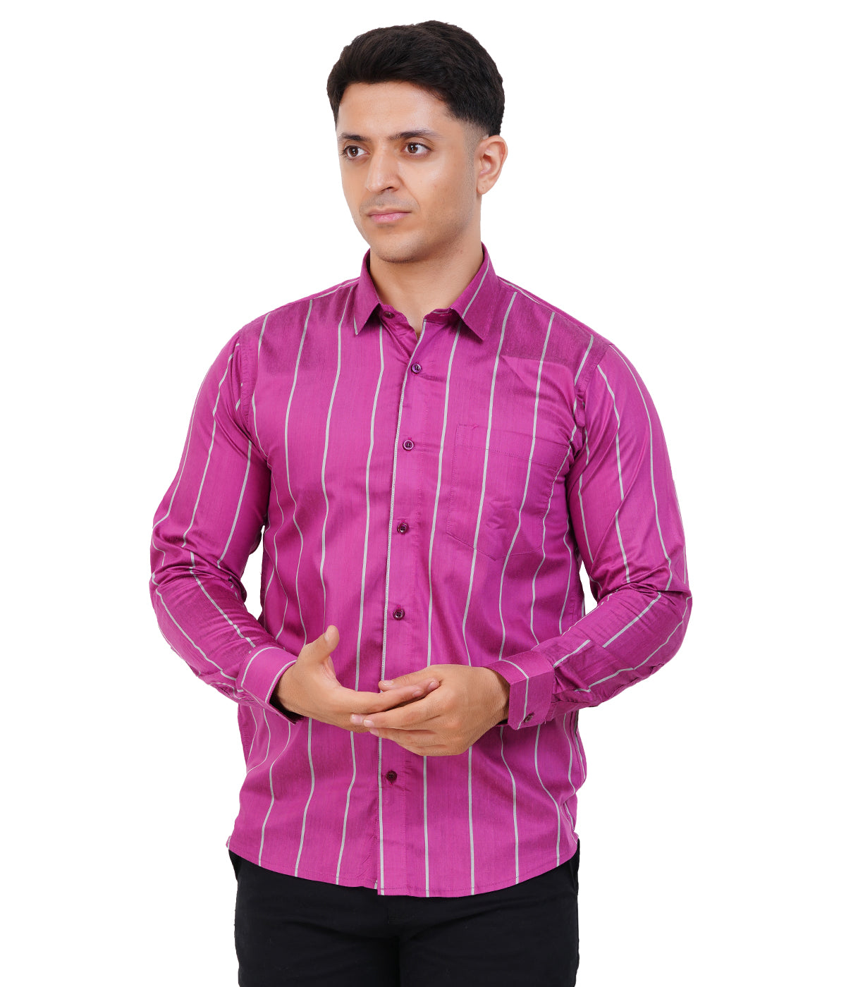 Fashily Men's Formal Shirt | Regular Fit Stripe Shirt for Men | Stripe Full Sleeve Office Wear Shirt for Men's
