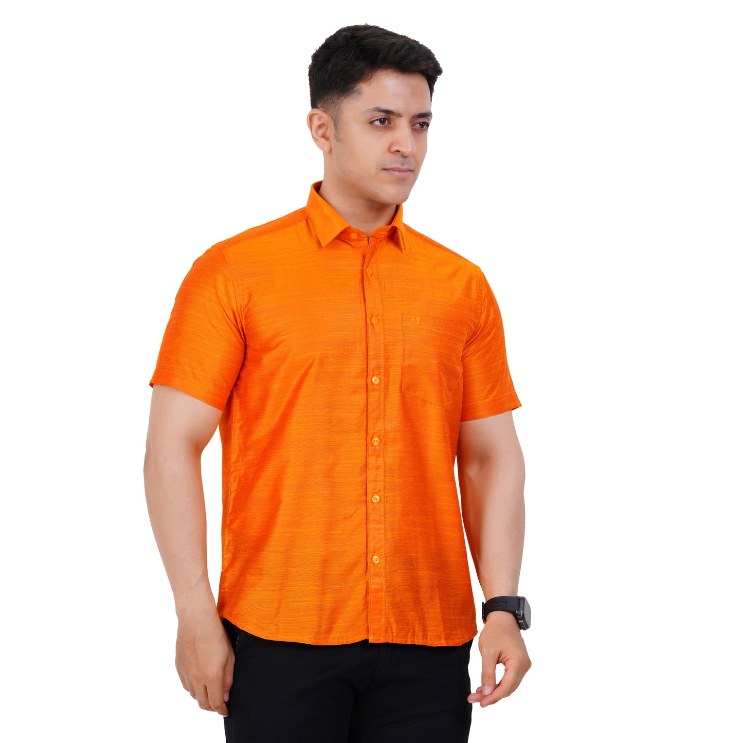 Fashily Men's Formal Shirt | Regular Fit Shirt for Men | Half Sleeve Solid Plain Office Wear Shirt for Man