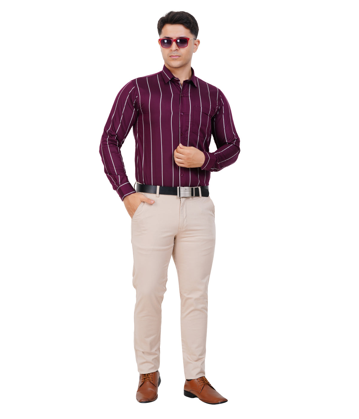Fashily Men's Formal Shirt | Regular Fit Stripe Shirt for Men | Stripe Full Sleeve Office Wear Shirt for Men's