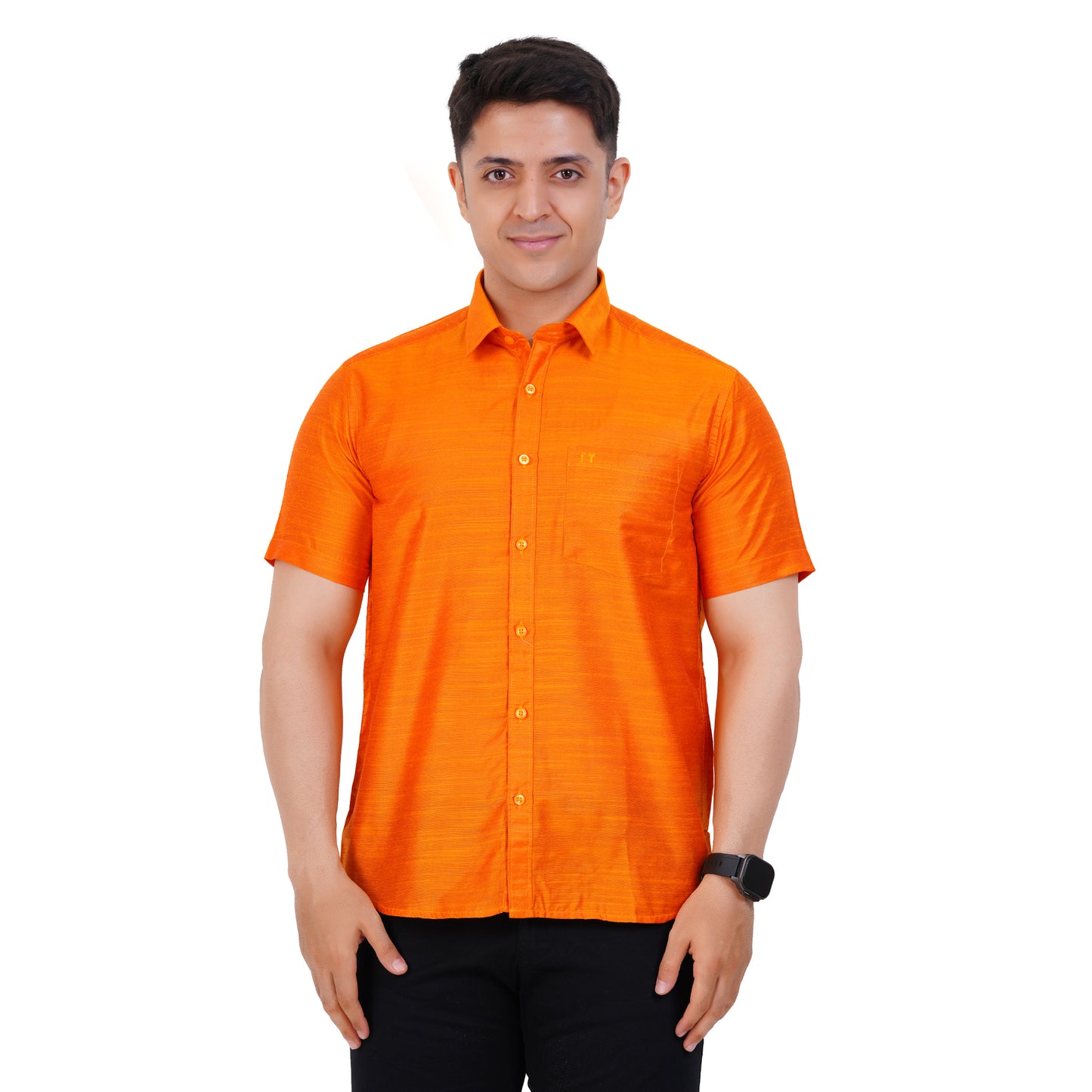 Fashily Men's Formal Shirt | Regular Fit Shirt for Men | Half Sleeve Solid Plain Office Wear Shirt for Man