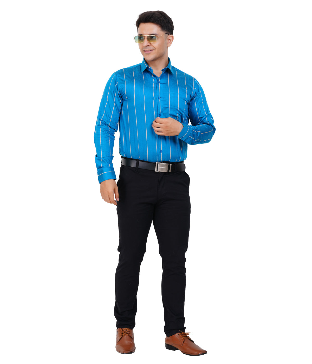 Fashily Men's Formal Shirt | Regular Fit Stripe Shirt for Men | Stripe Full Sleeve Office Wear Shirt for Men's