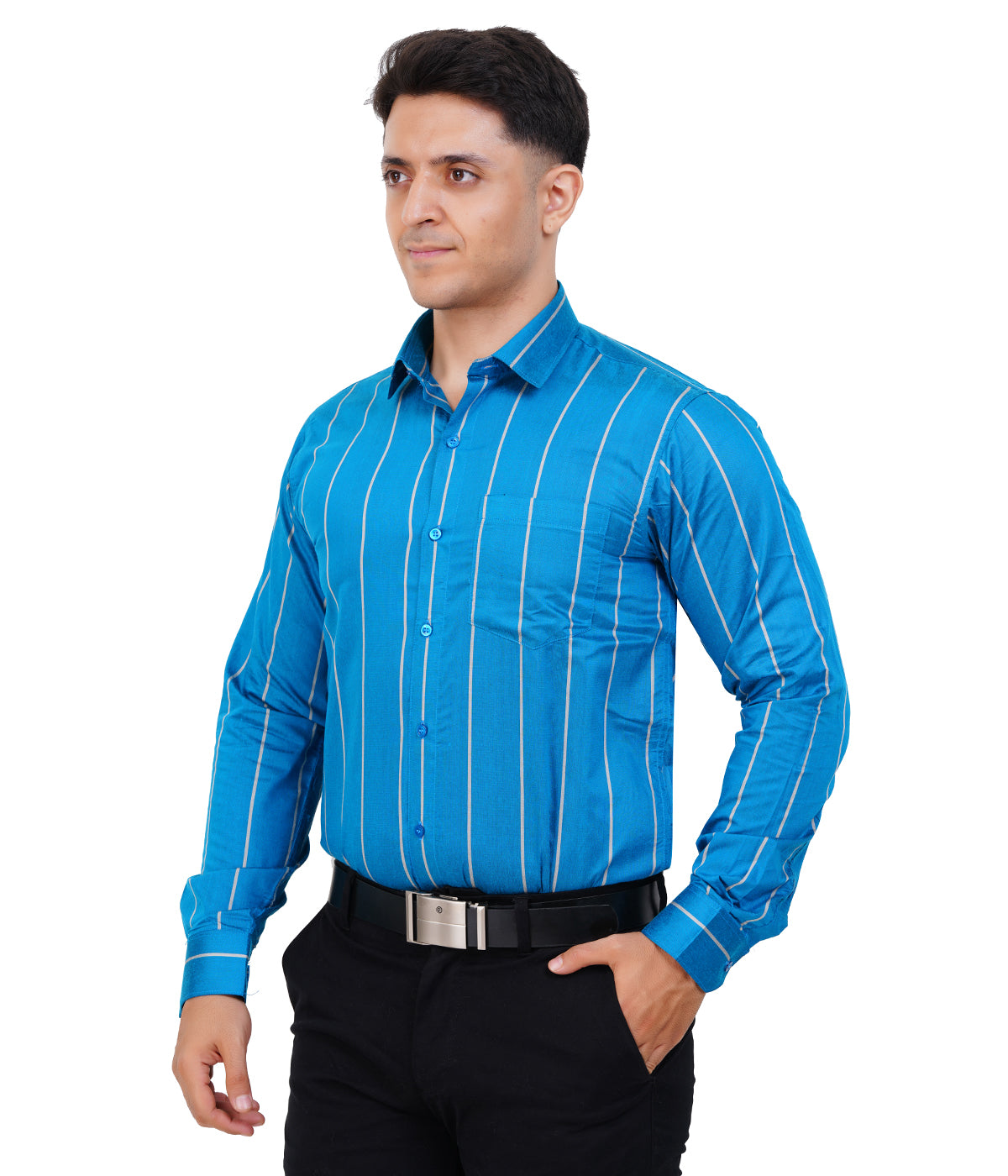 Fashily Men's Formal Shirt | Regular Fit Stripe Shirt for Men | Stripe Full Sleeve Office Wear Shirt for Men's