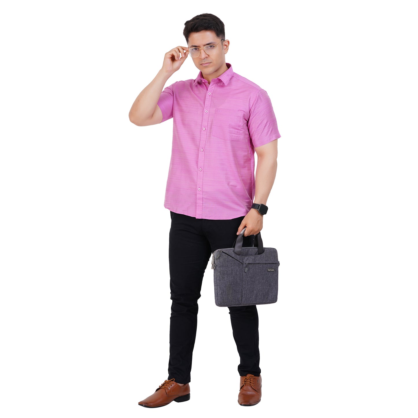 Fashily Men's Formal Shirt | Regular Fit Shirt for Men | Half Sleeve Solid Plain Office Wear Shirt for Man