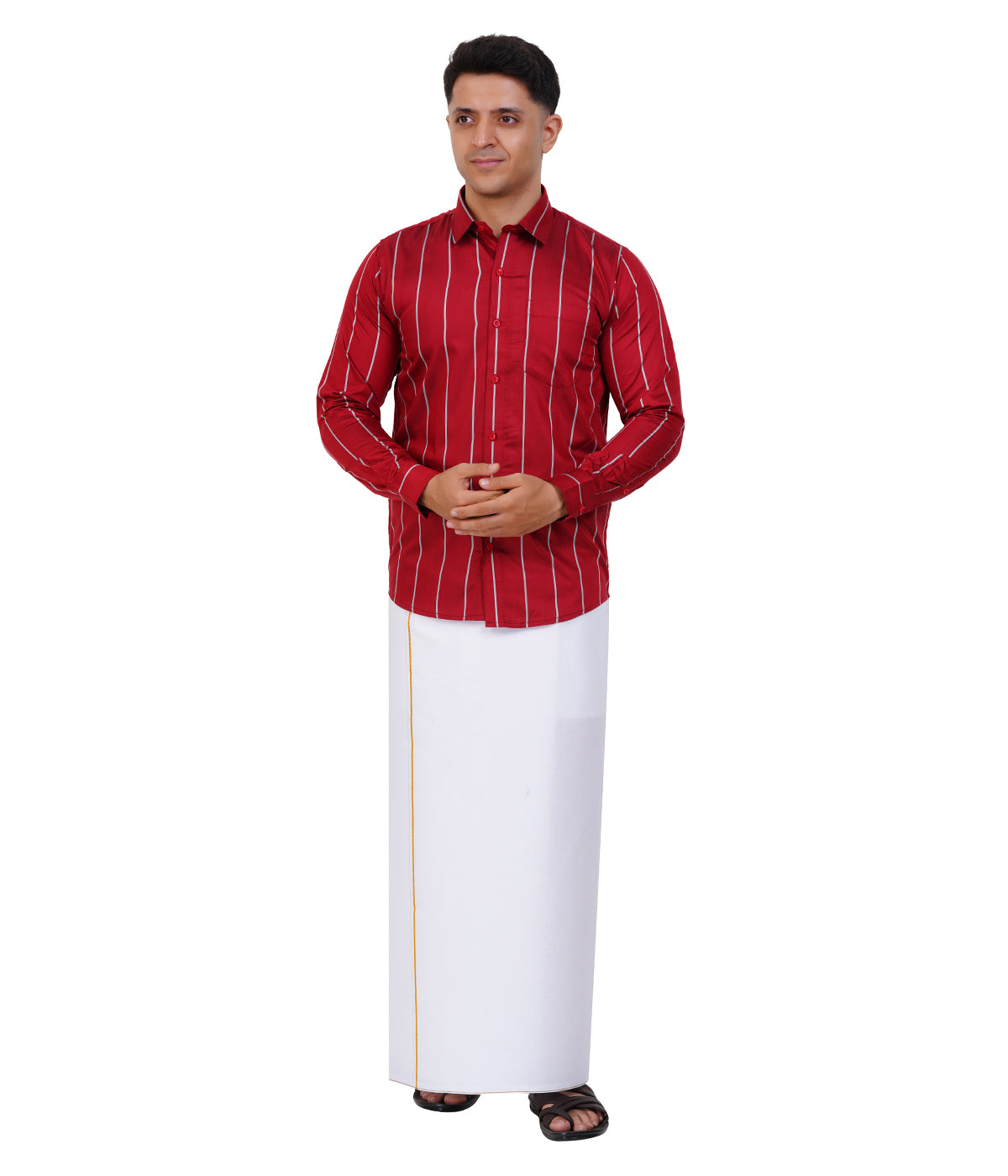 Fashily Men's Traditional Stripe Full Sleeve Shirt for Men Shirt | Ethnic Stripe Full Hand Shirts for Men