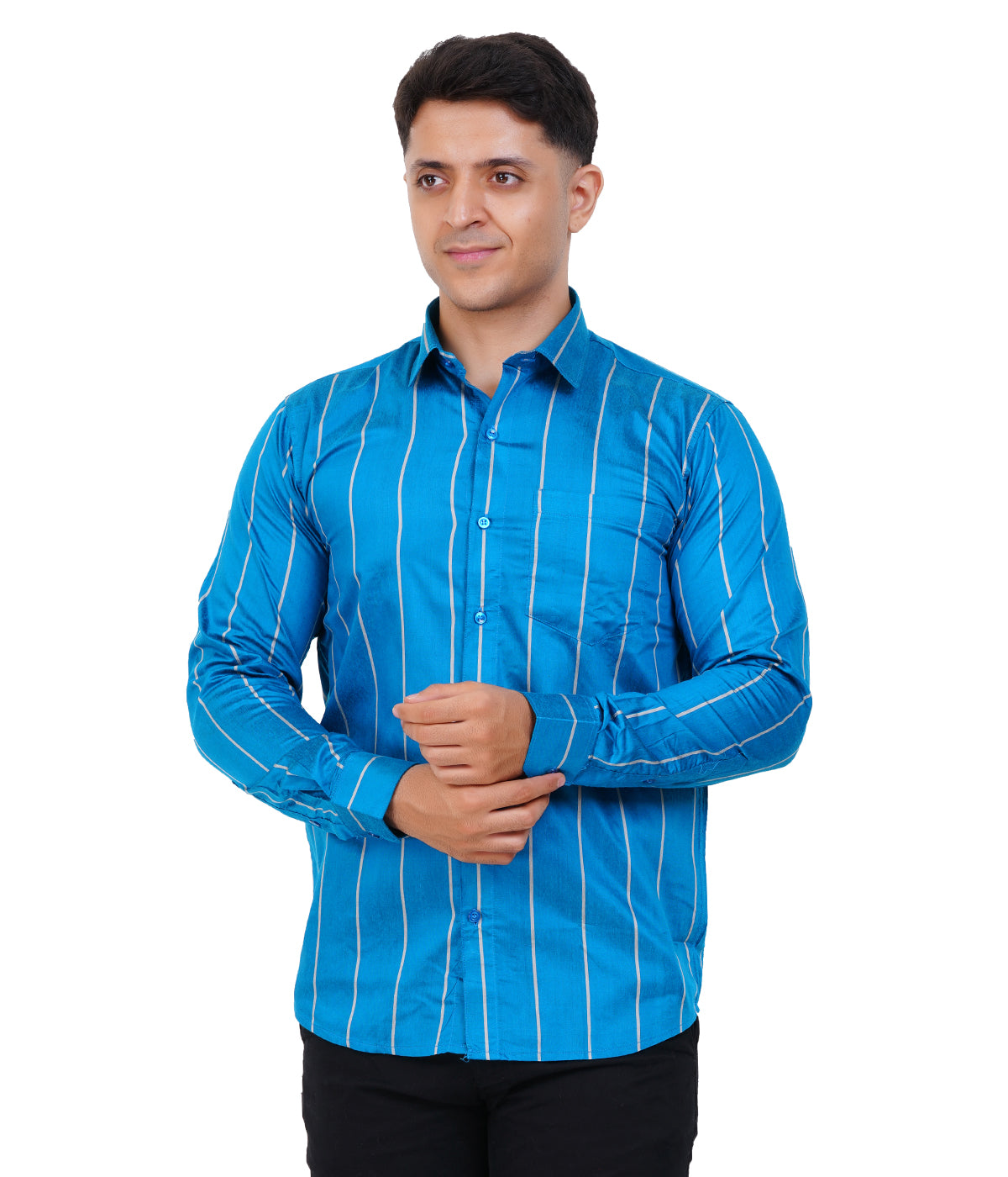 Fashily Men's Formal Shirt | Regular Fit Stripe Shirt for Men | Stripe Full Sleeve Office Wear Shirt for Men's