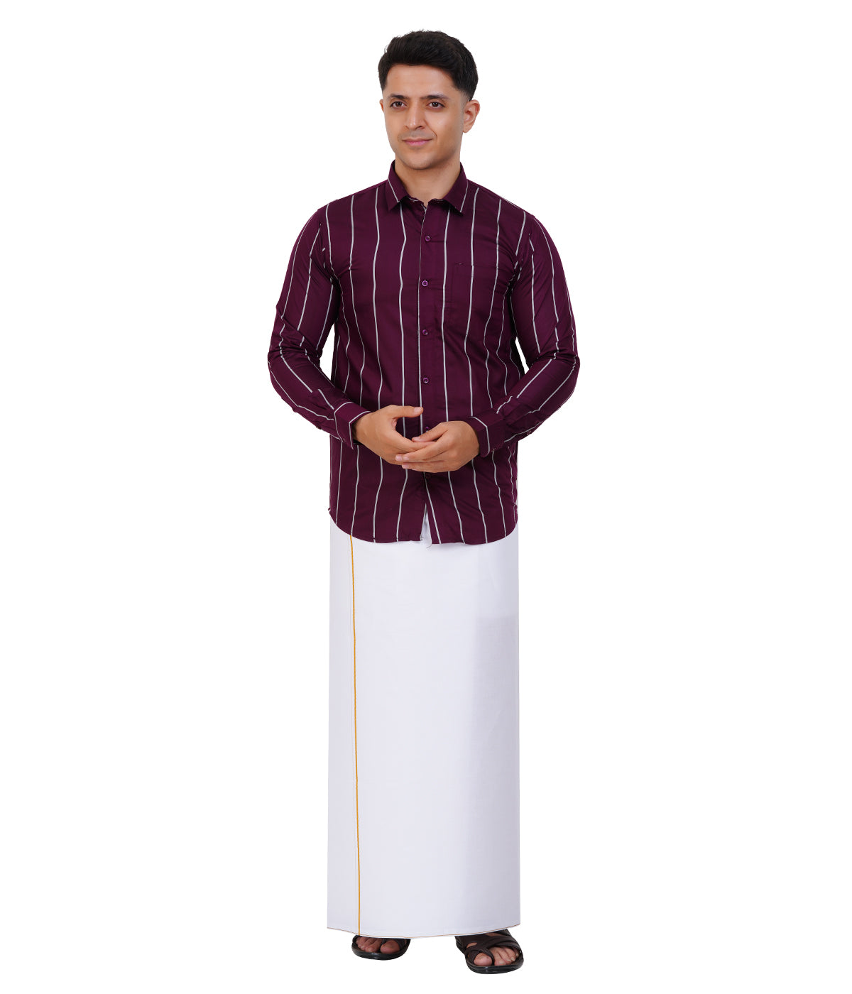 Fashily Men's Traditional Stripe Full Sleeve Shirt for Men Shirt | Ethnic Stripe Full Hand Shirts for Men
