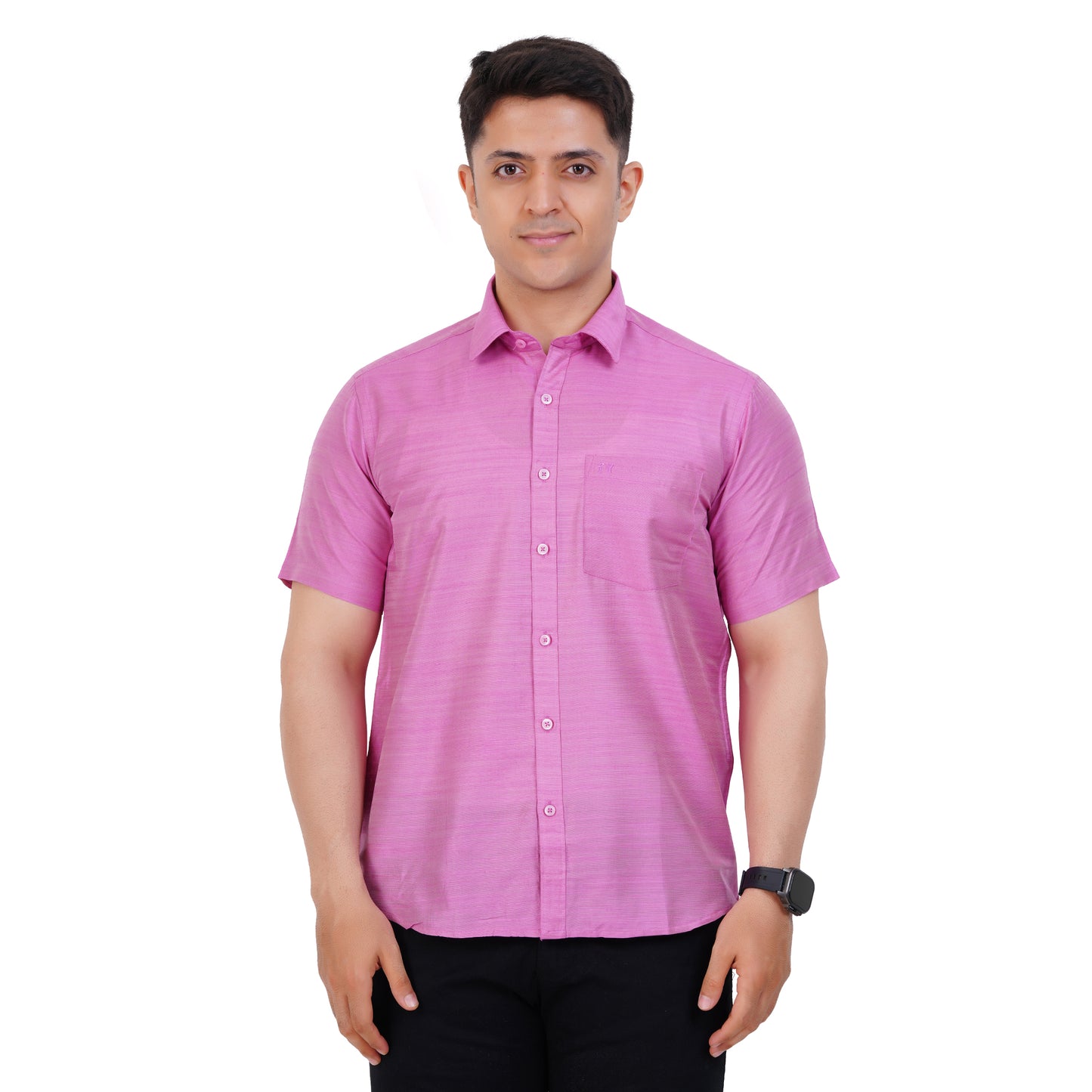 Fashily Men's Formal Shirt | Regular Fit Shirt for Men | Half Sleeve Solid Plain Office Wear Shirt for Man