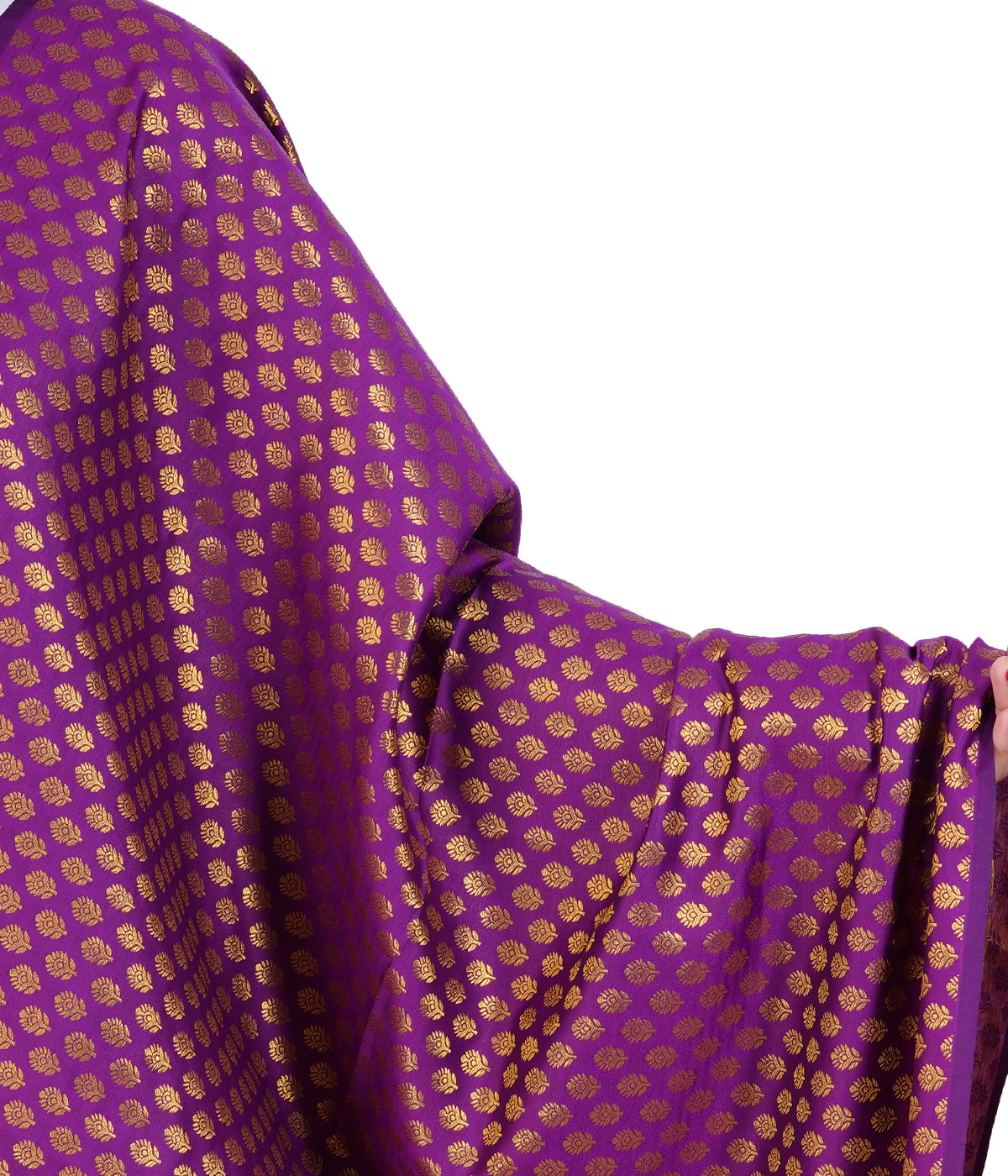 Women's Jacquard Banarasi Dupatta - Purple Small Flower