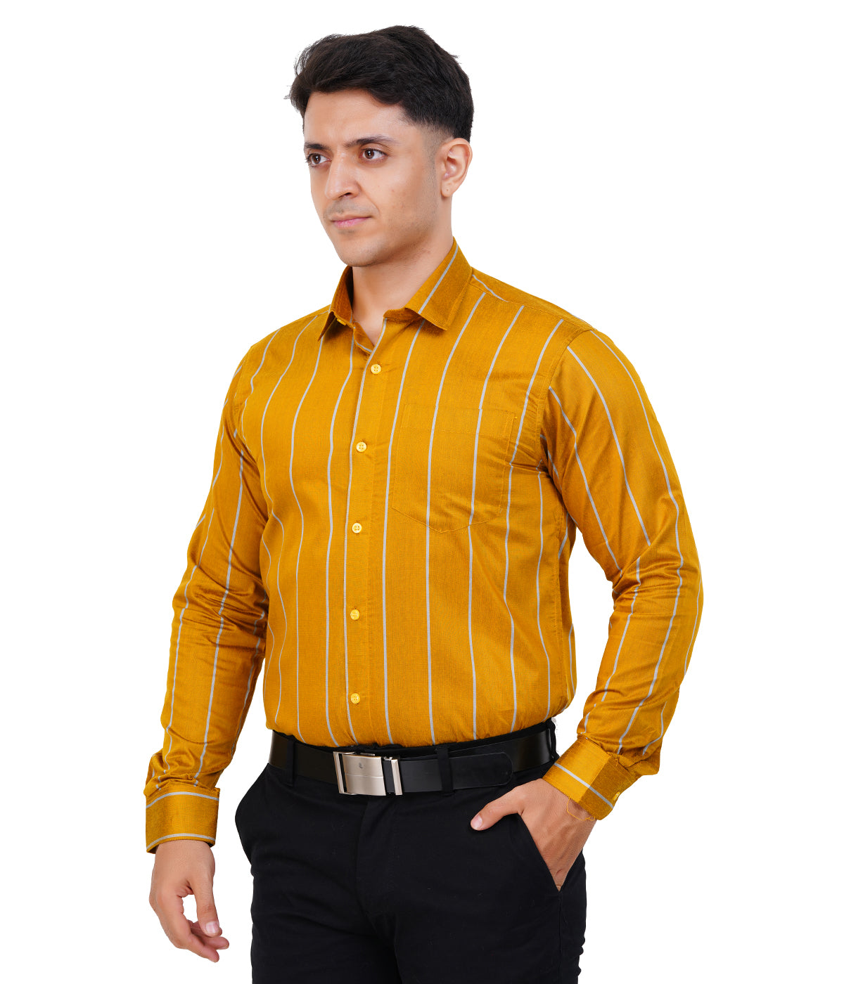 Fashily Men's Formal Shirt | Regular Fit Stripe Shirt for Men | Stripe Full Sleeve Office Wear Shirt for Men's
