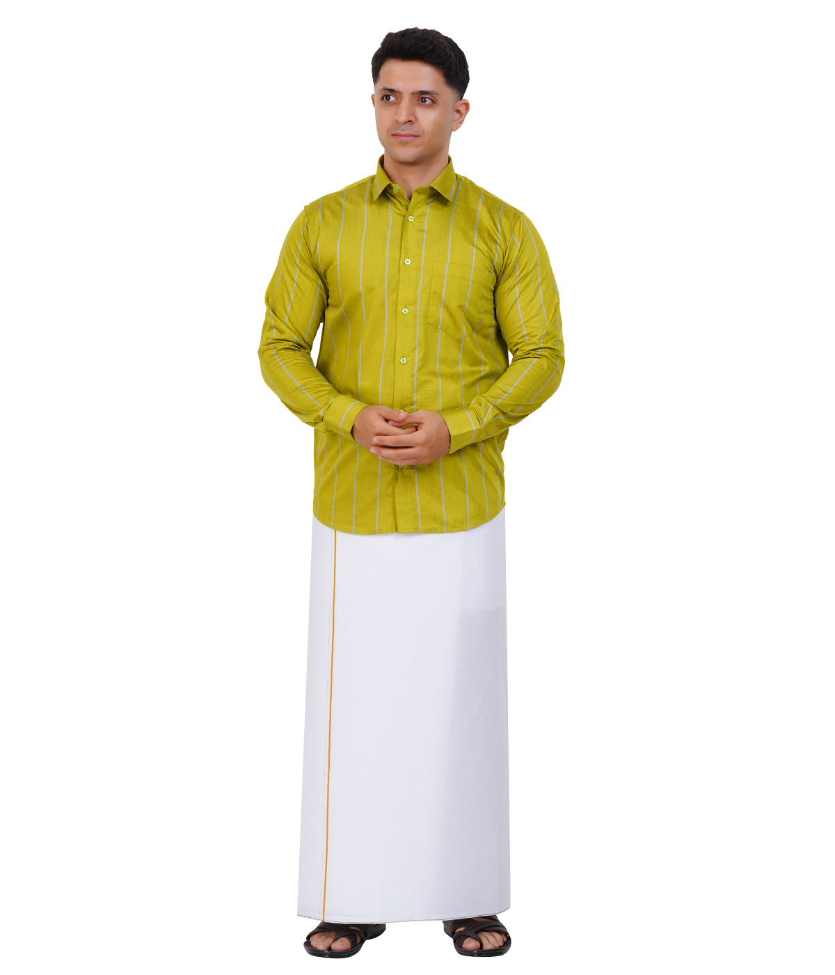 Fashily Men's Traditional Stripe Full Sleeve Shirt for Men Shirt | Ethnic Stripe Full Hand Shirts for Men