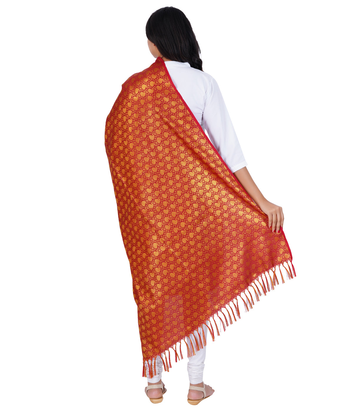 Women's Jacquard Banarasi Dupatta - Maroon Big Mango
