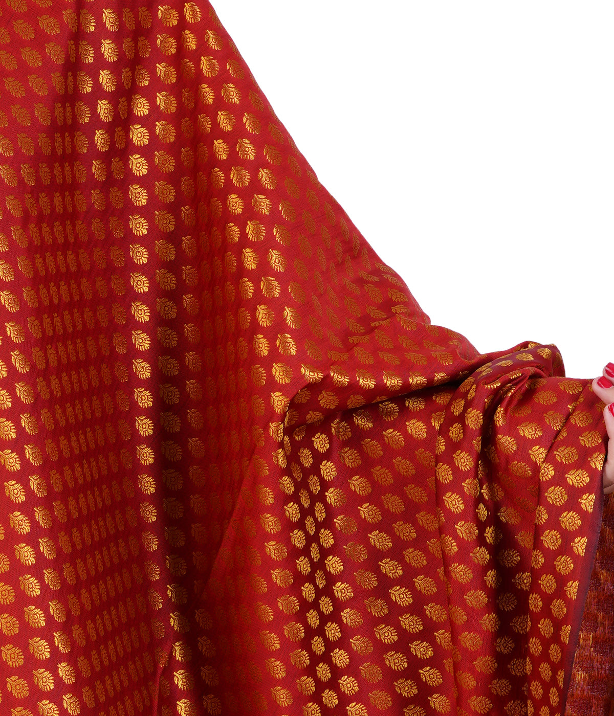 Women's Jacquard Banarasi Dupatta - Maroon Small Flower