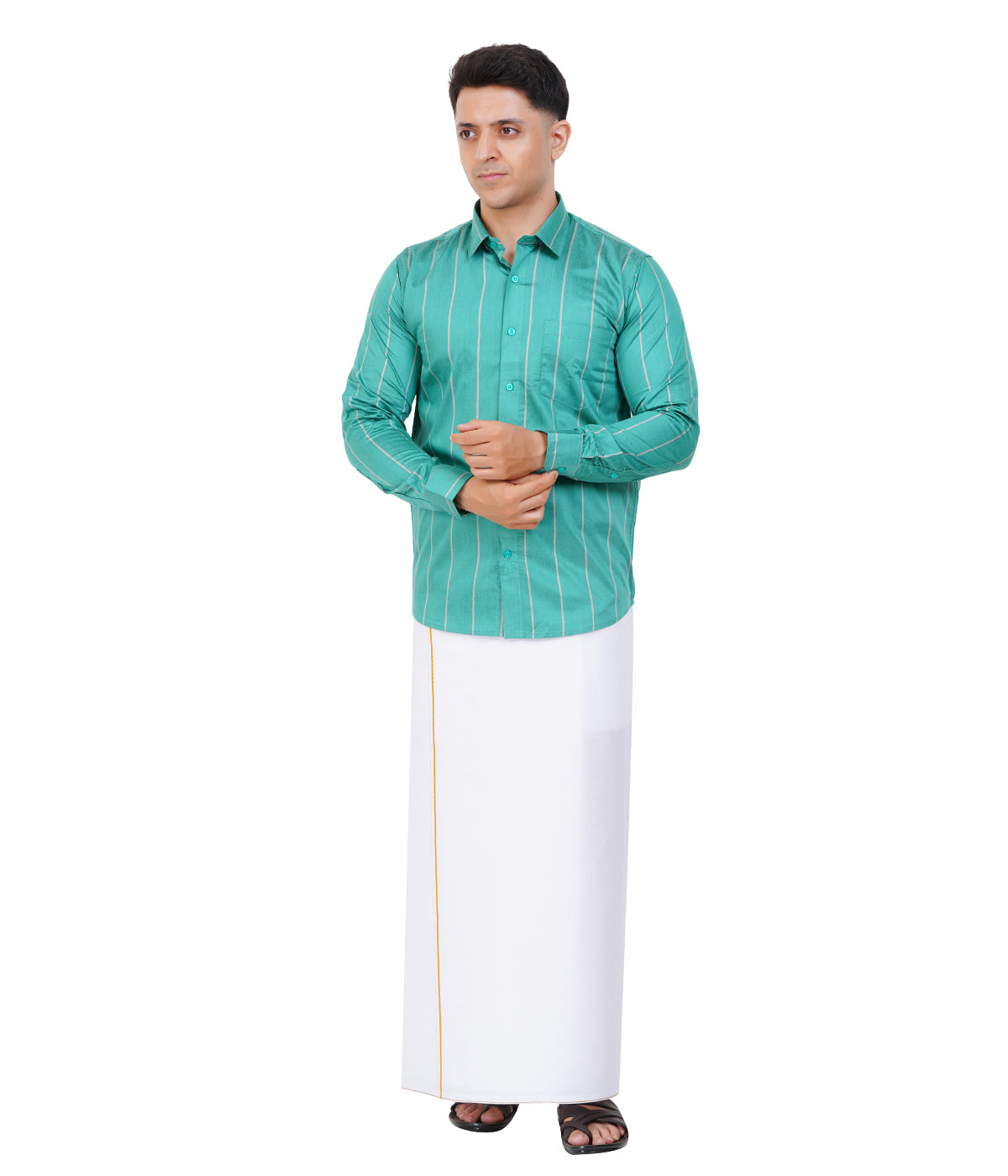 Fashily Men's Traditional Stripe Full Sleeve Shirt for Men Shirt | Ethnic Stripe Full Hand Shirts for Men
