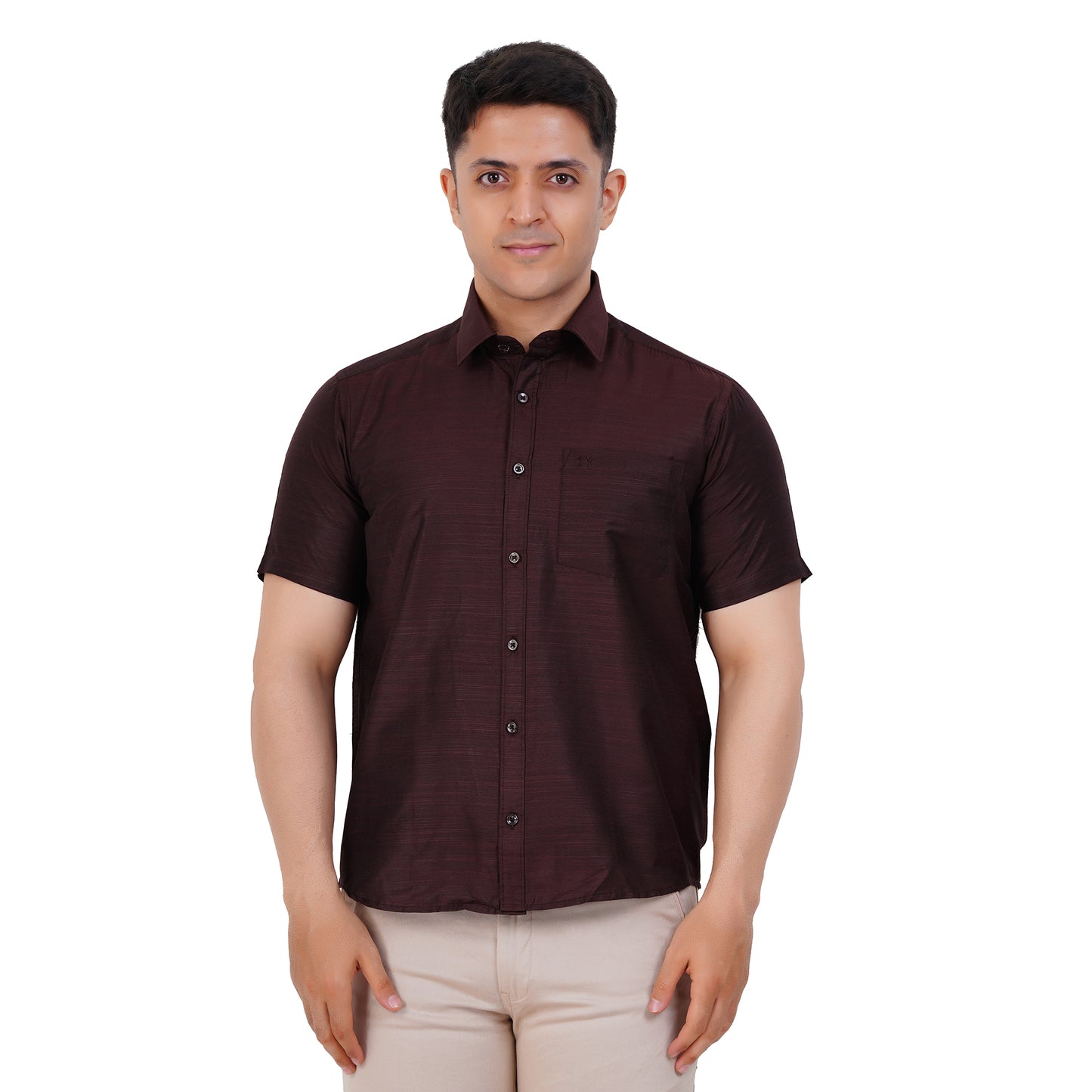Fashily Men's Formal Shirt | Regular Fit Shirt for Men | Half Sleeve Solid Plain Office Wear Shirt for Man