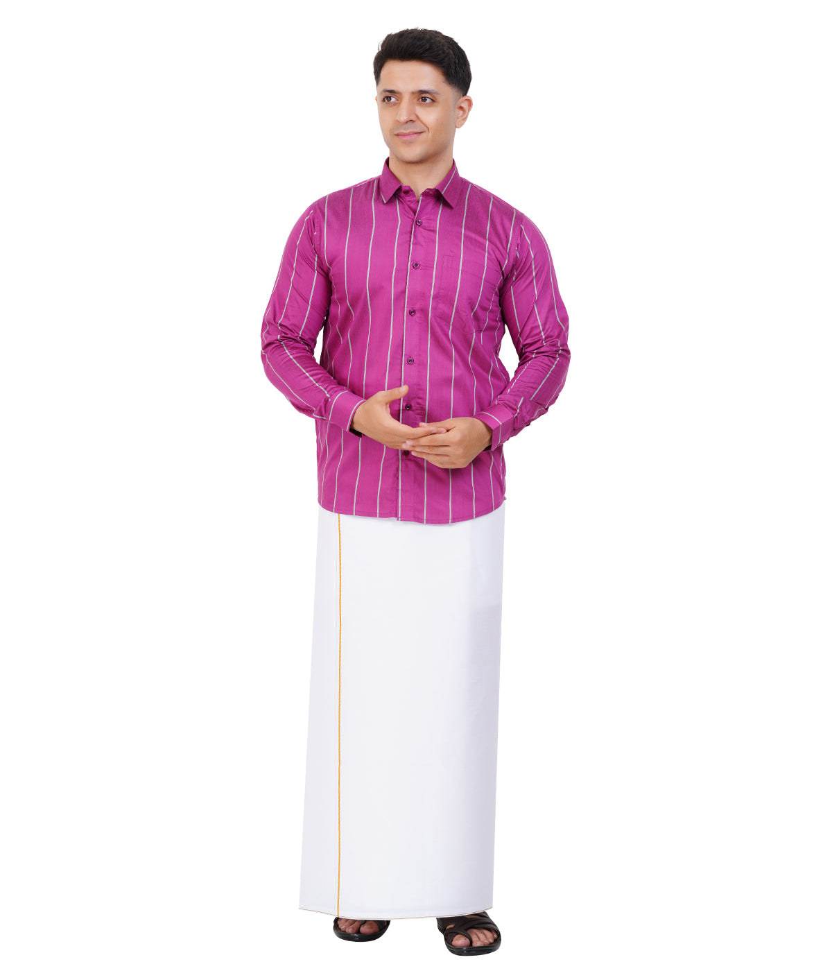Fashily Men's Traditional Stripe Full Sleeve Shirt for Men Shirt | Ethnic Stripe Full Hand Shirts for Men