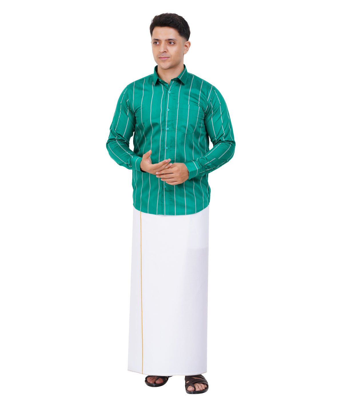 Fashily Men's Traditional Stripe Full Sleeve Shirt for Men Shirt | Ethnic Stripe Full Hand Shirts for Men