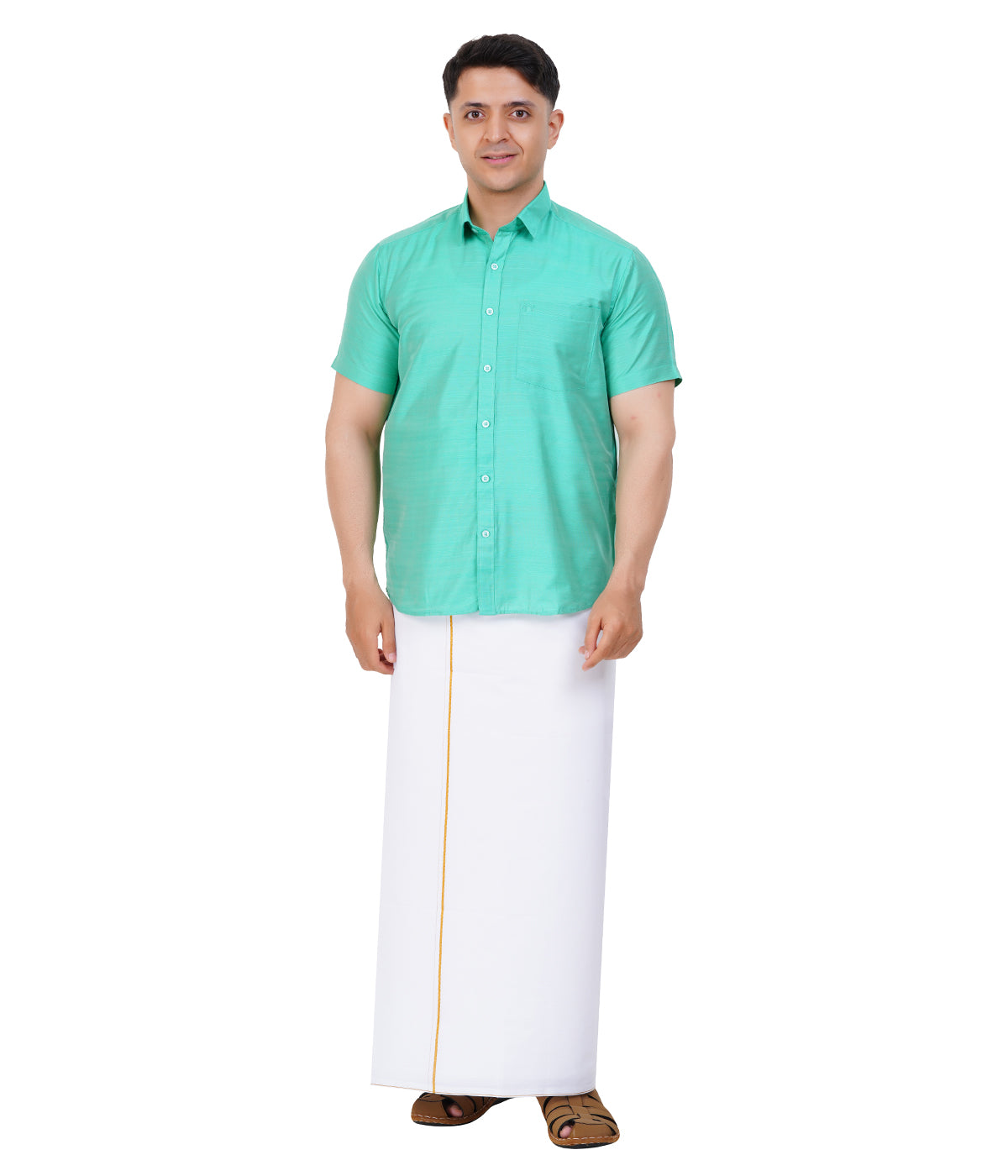 Fashily Men's Traditional Half Sleeve Shirt for Men | Ethnic Half Hand Shirts for Men Regular Fit Shirt
