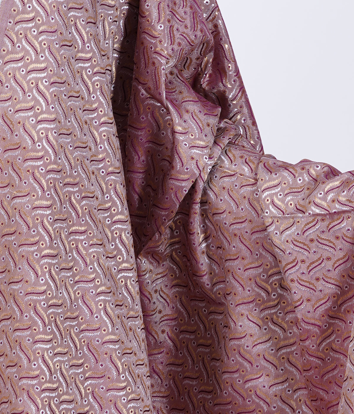 Women's Satin Jacquard Woven Dupatta - Triple Line Purple