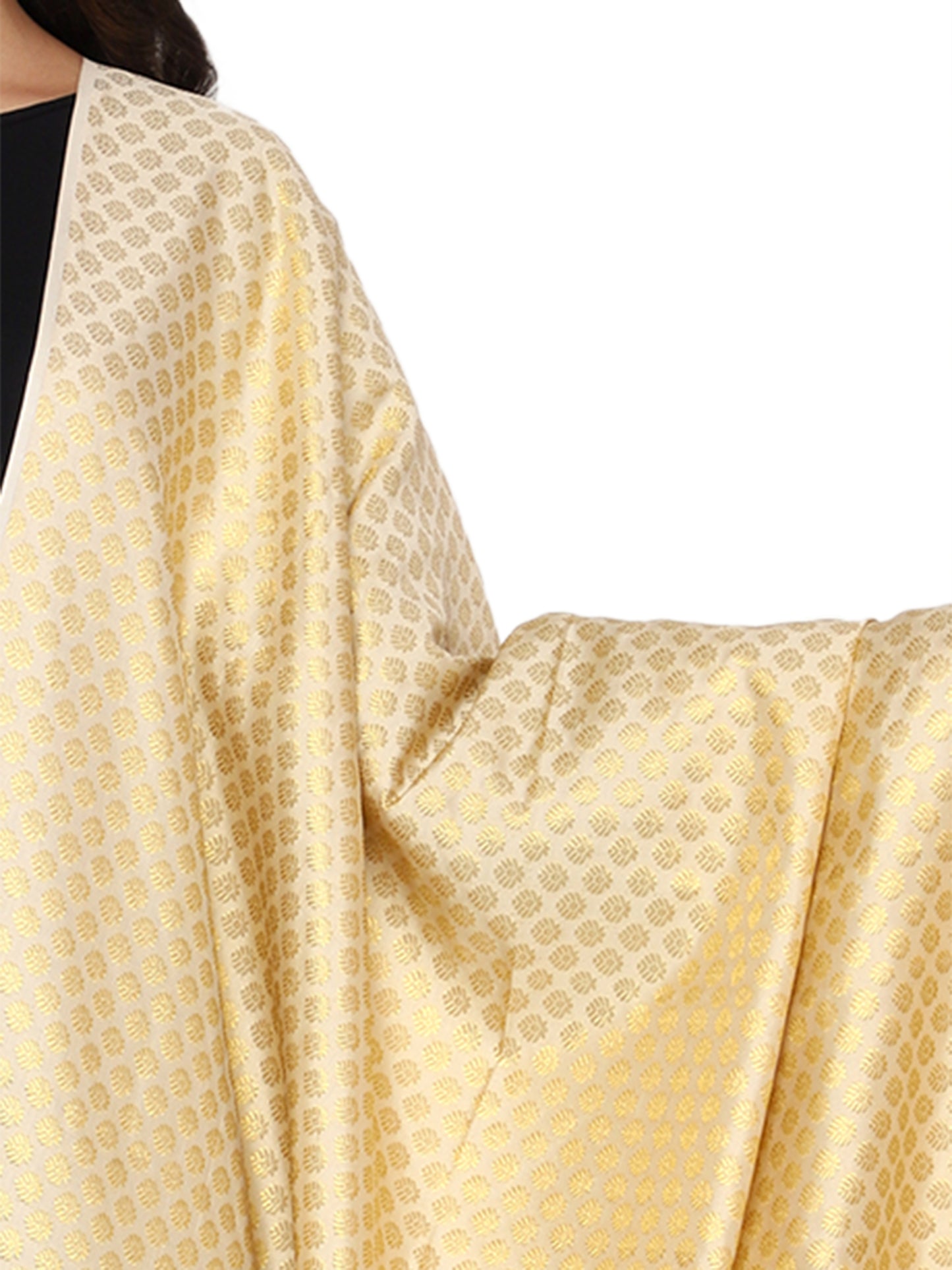 Women's Jacquard Banarasi Dupatta - Beige Small Flower