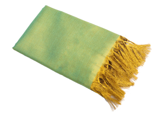 Women's Soild Silk Plain Dupatta - Gold/Light Parrot Green