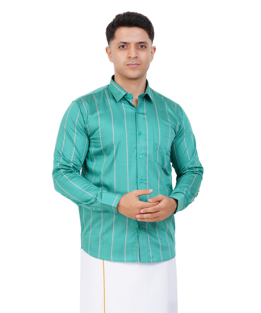 Fashily Men's Traditional Stripe Full Sleeve Shirt for Men Shirt | Ethnic Stripe Full Hand Shirts for Men
