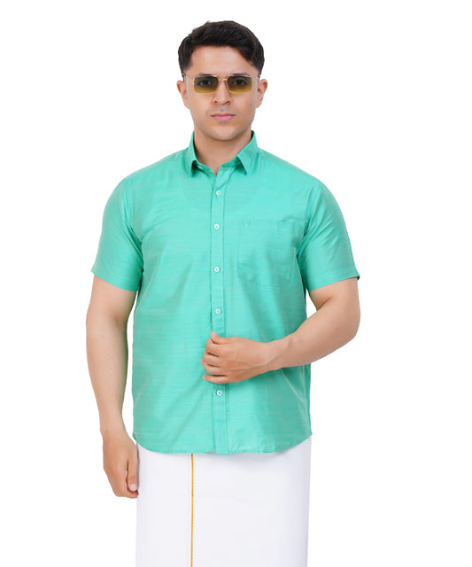 Fashily Men's Traditional Half Sleeve Shirt for Men | Ethnic Half Hand Shirts for Men Regular Fit Shirt