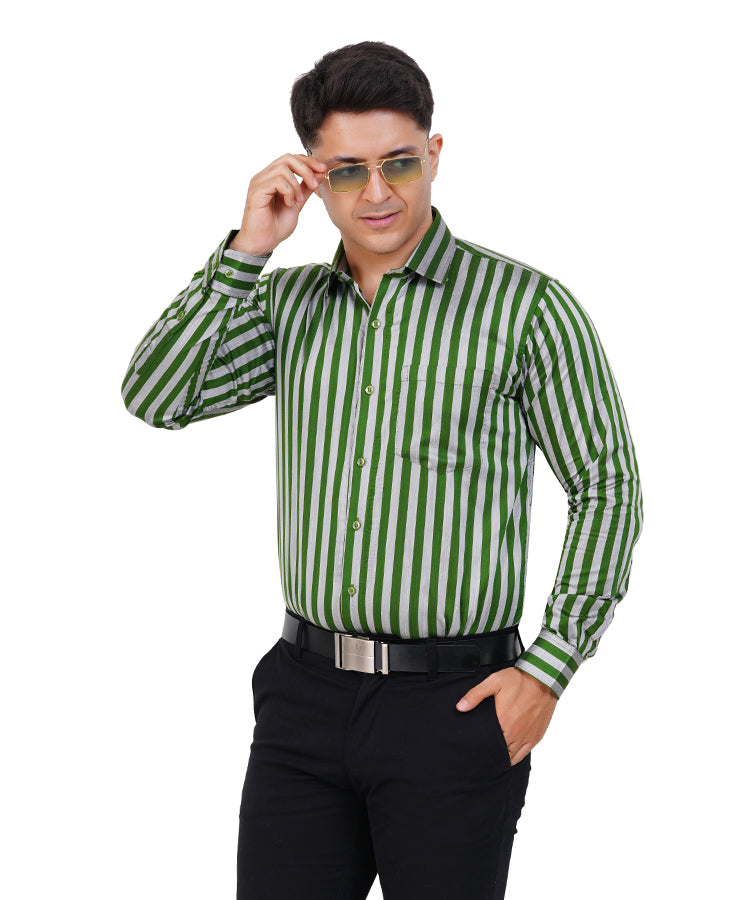 Fashily Men's Formal Shirt | Regular Fit Shirt for Men | Full Sleeve Small Stripe Office Wear Shirt for Man