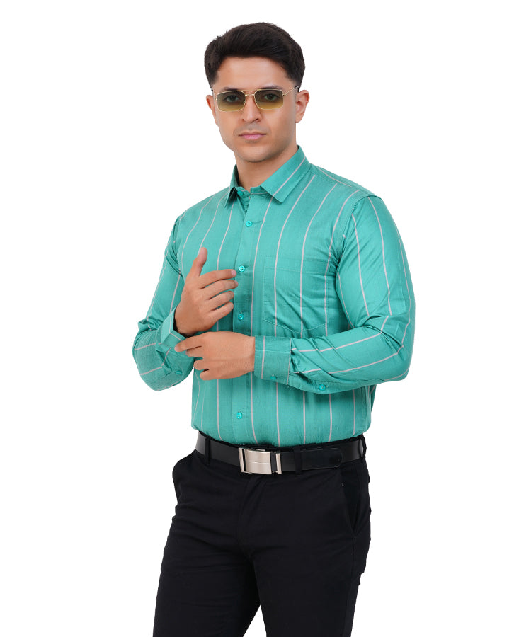 Fashily Men's Formal Shirt | Regular Fit Stripe Shirt for Men | Stripe Full Sleeve Office Wear Shirt for Men's