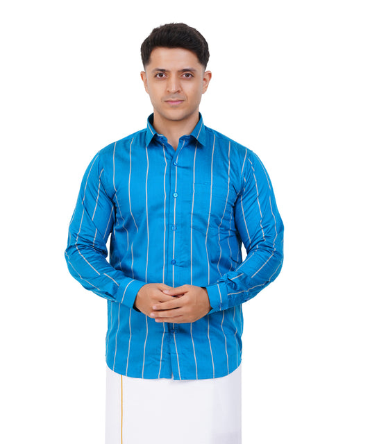 Fashily Men's Traditional Stripe Full Sleeve Shirt for Men Shirt | Ethnic Stripe Full Hand Shirts for Men